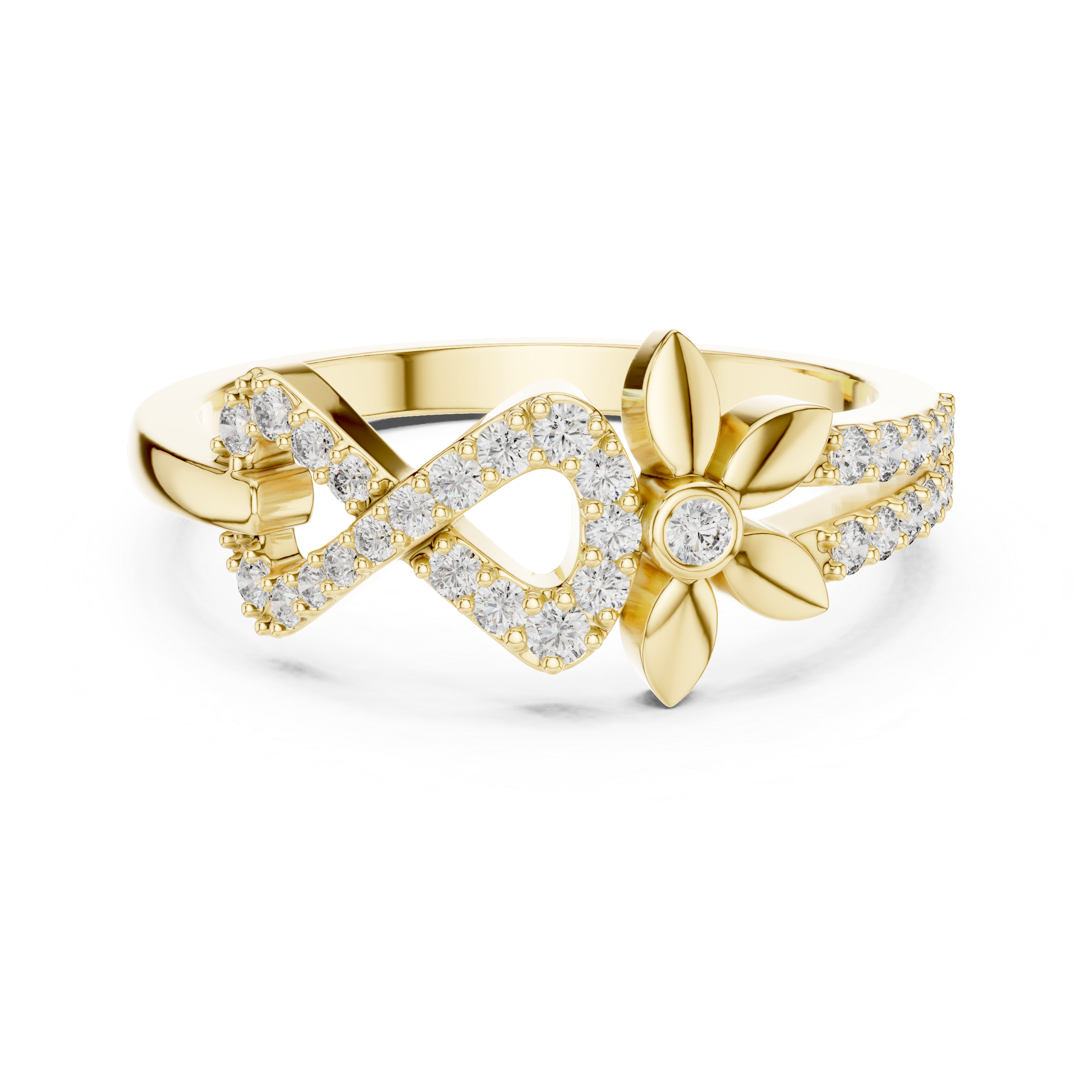 Infinity Flower Diamond Ring – Modern Floral Pavé Openwork Ring