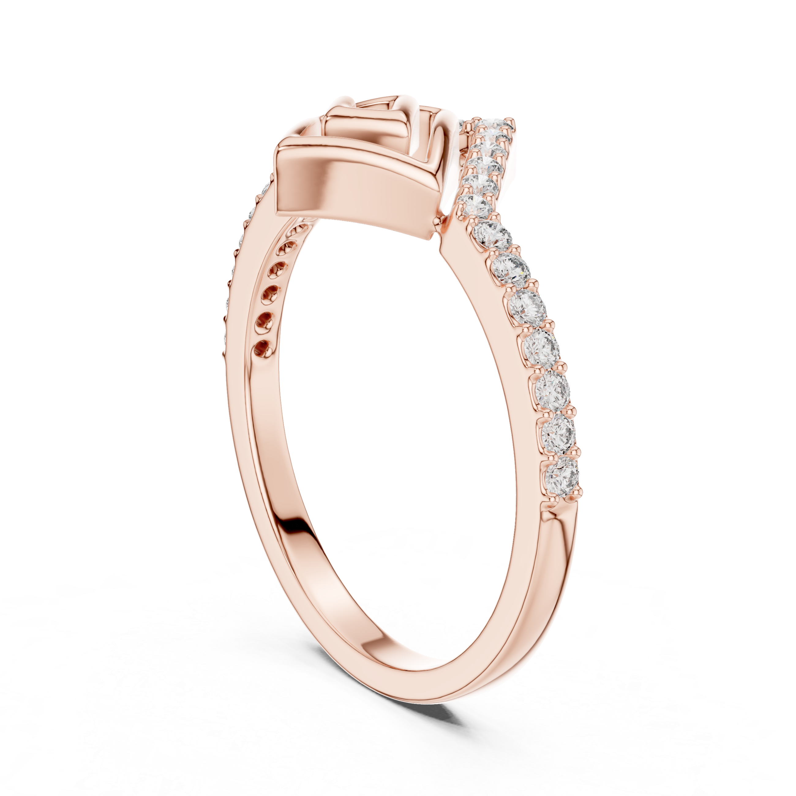 Geometric Diamond Chevron Ring – Modern Open Square Pavé Statement Ring