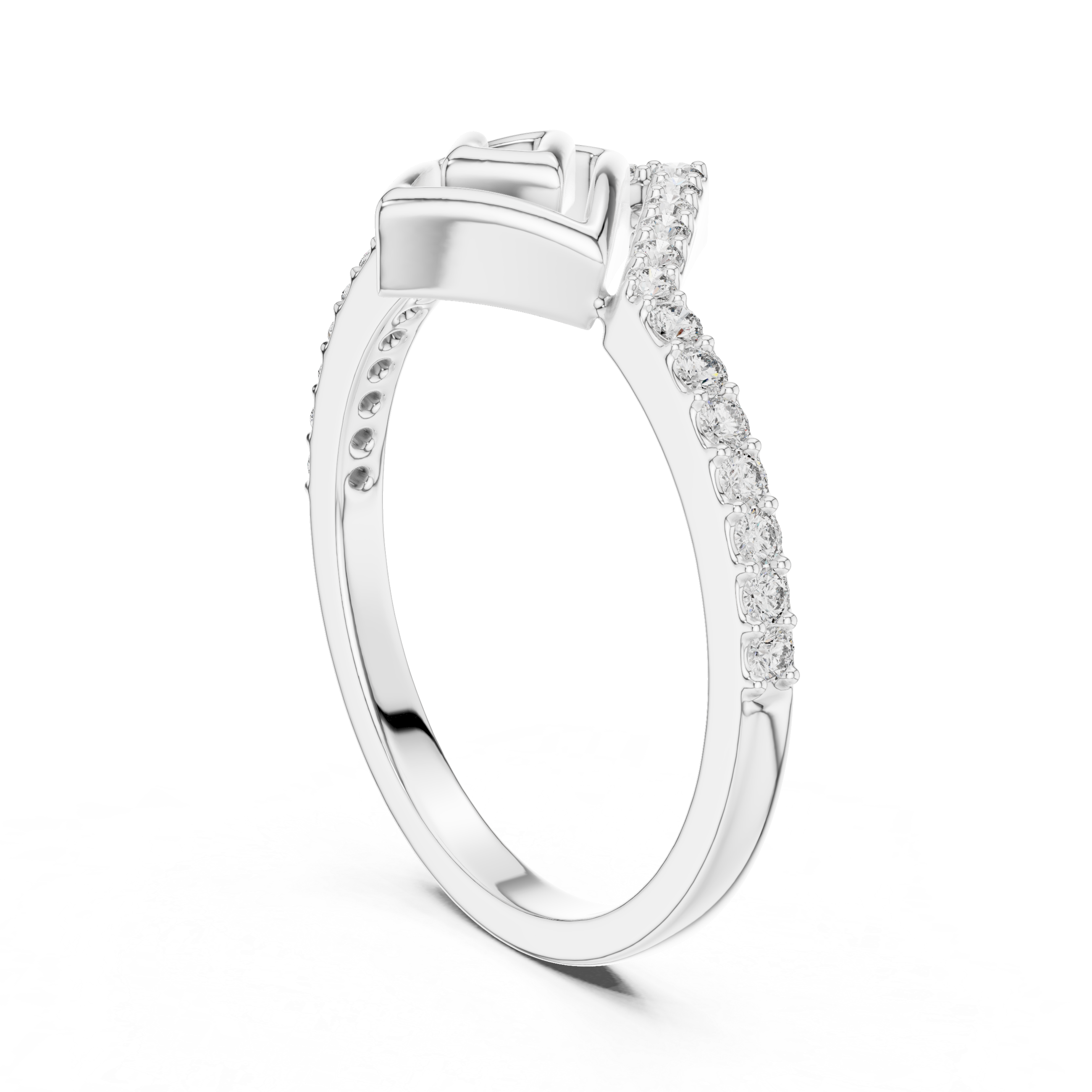 Geometric Diamond Chevron Ring – Modern Open Square Pavé Statement Ring