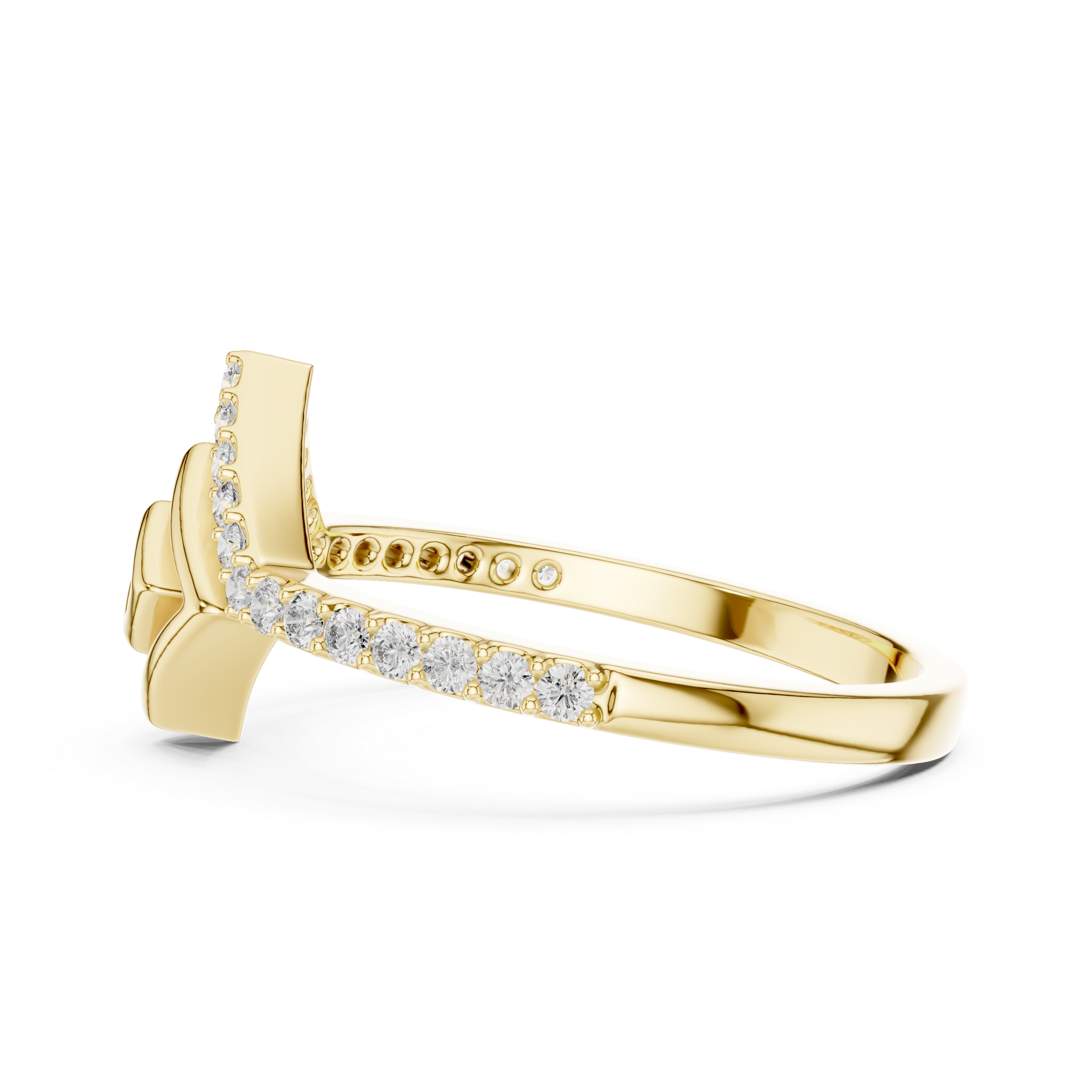 Geometric Diamond Chevron Ring – Modern Open Square Pavé Statement Ring