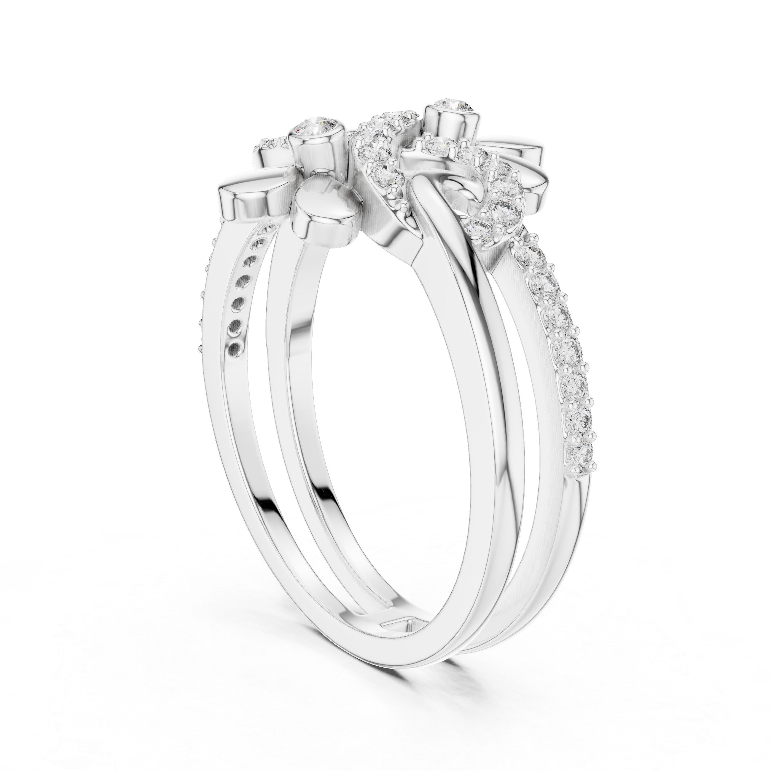 Floral Infinity Diamond Ring – Openwork Double Flower Pavé Statement Ring
