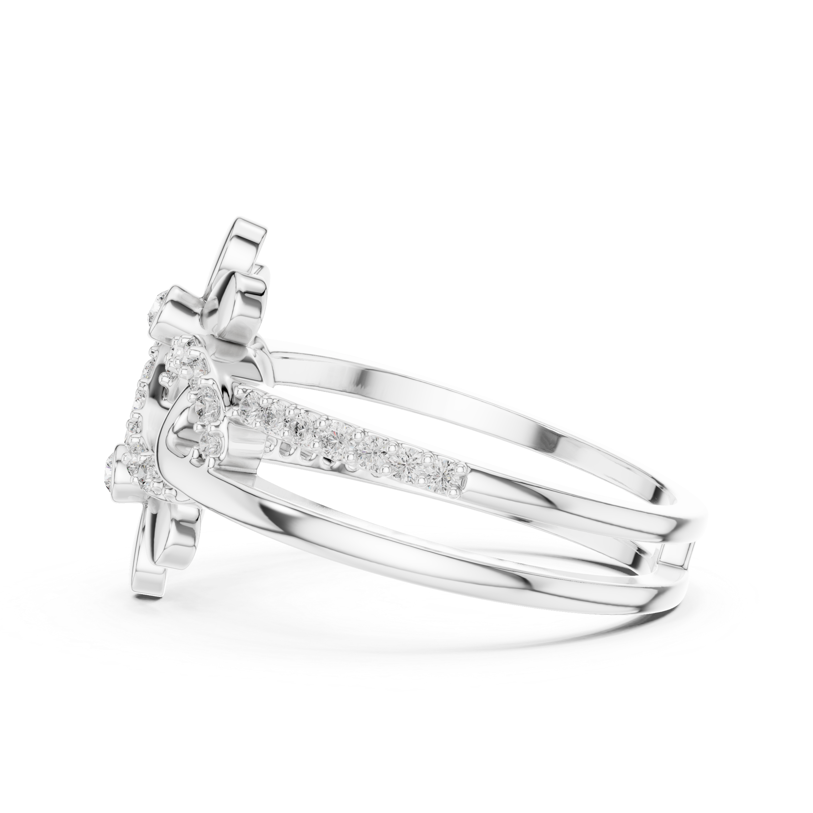 Floral Infinity Diamond Ring – Openwork Double Flower Pavé Statement Ring