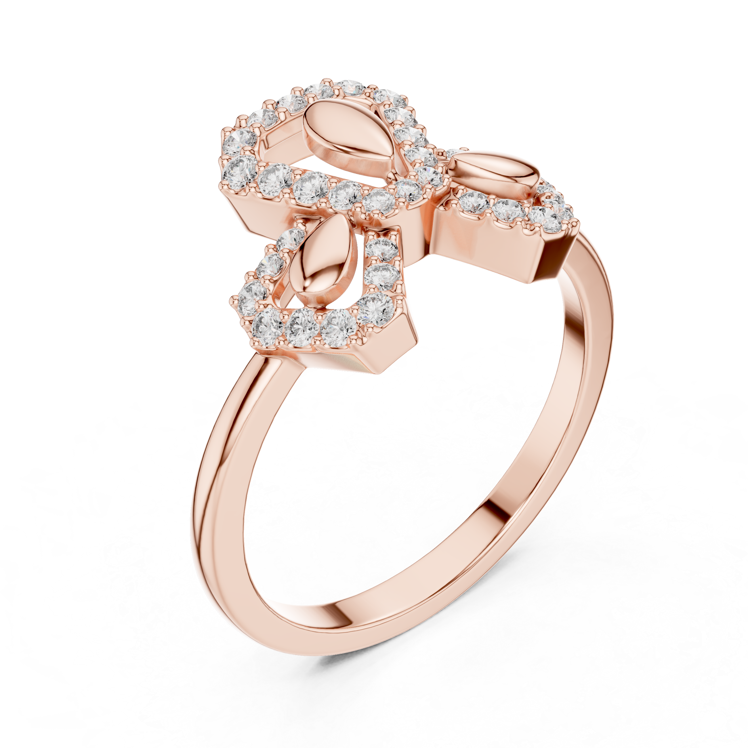 Geometric Floral Diamond Ring – Modern Openwork Pavé Statement Ring