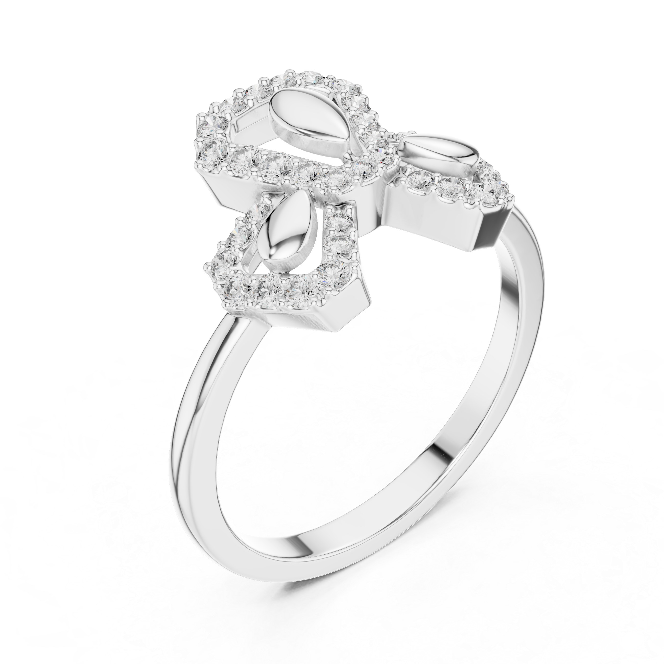 Geometric Floral Diamond Ring – Modern Openwork Pavé Statement Ring