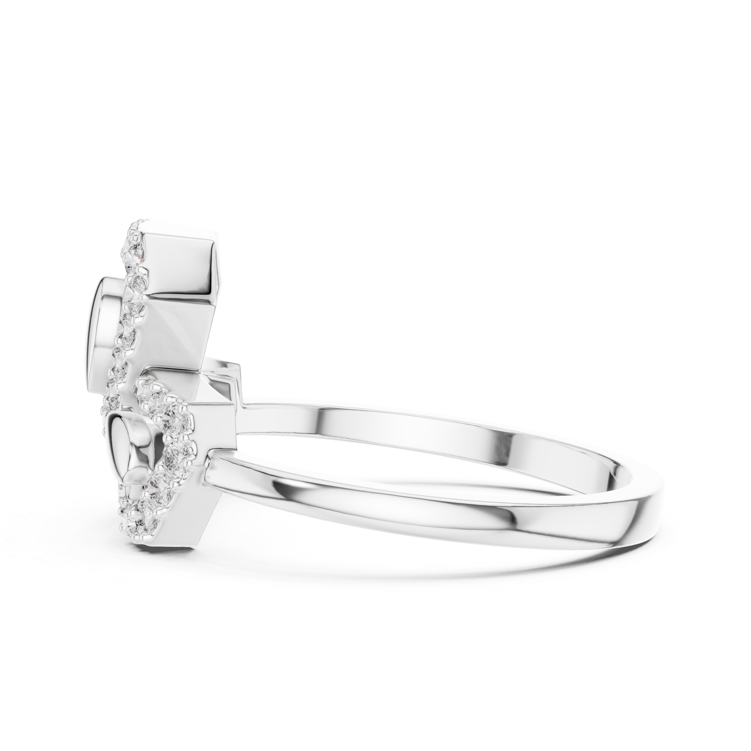 Geometric Floral Diamond Ring – Modern Openwork Pavé Statement Ring