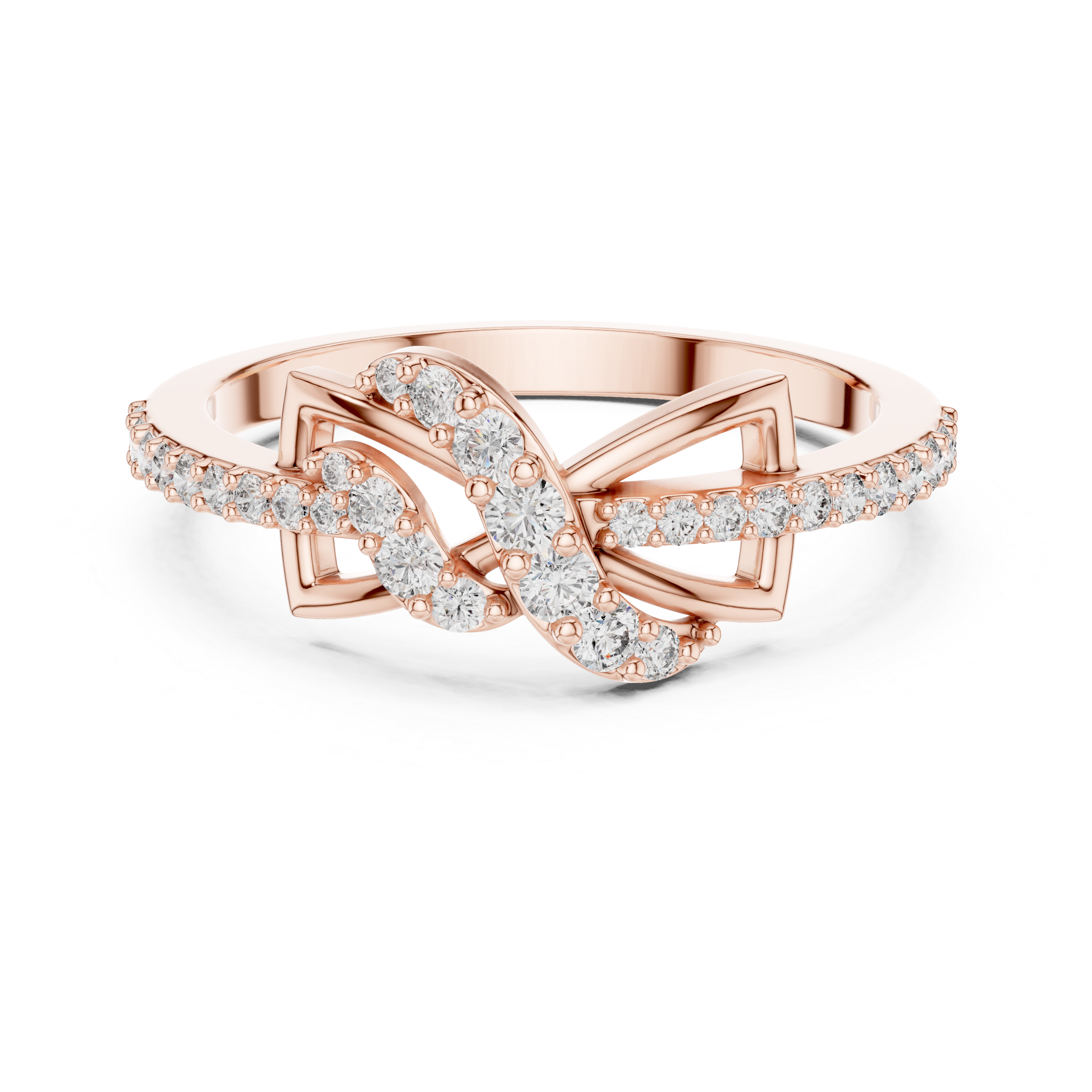 Infinity Twist Diamond Ring – Modern Pavé Knot Statement Ring