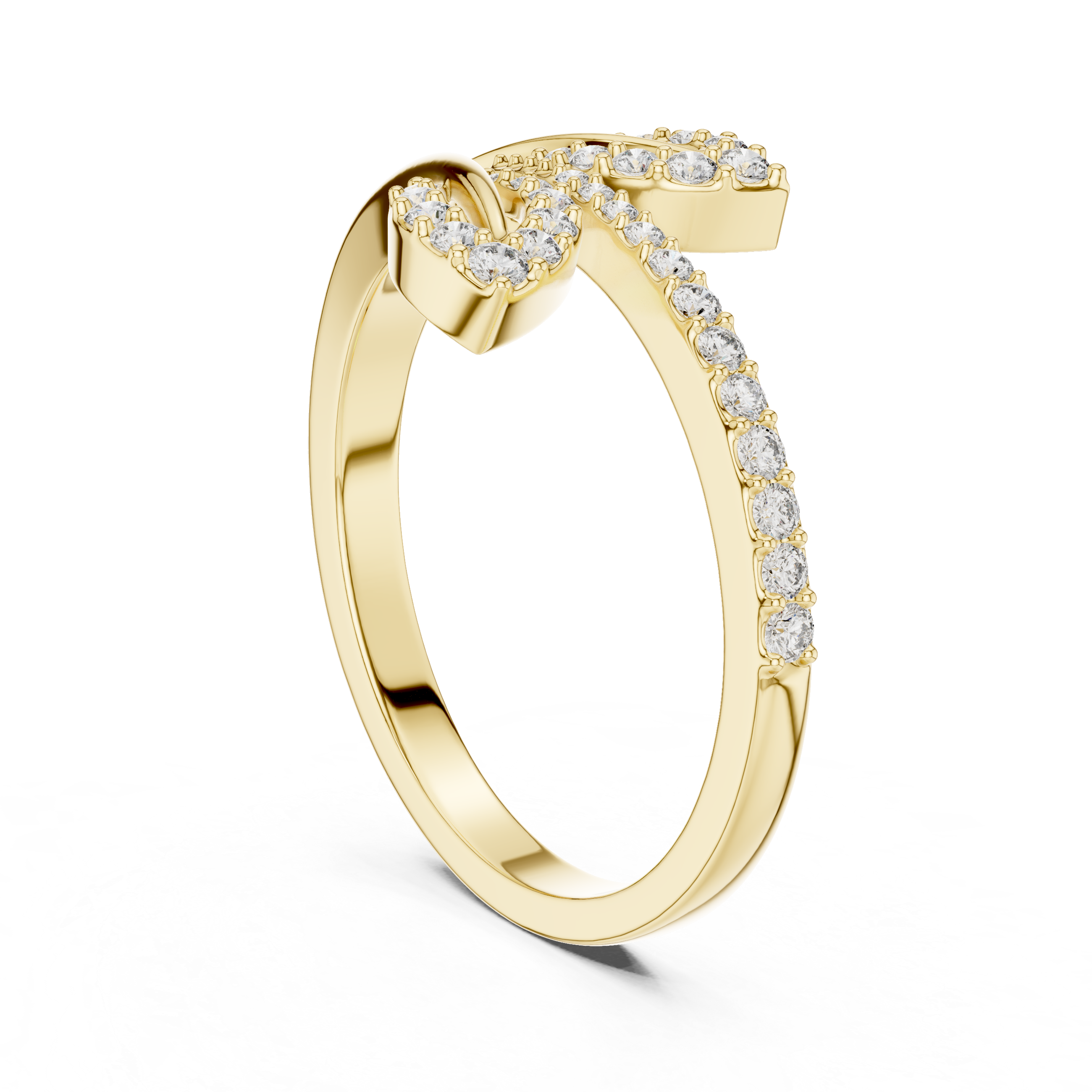 Diamond Leaf Wrap Ring – Modern Open Bypass Nature Inspired Ring