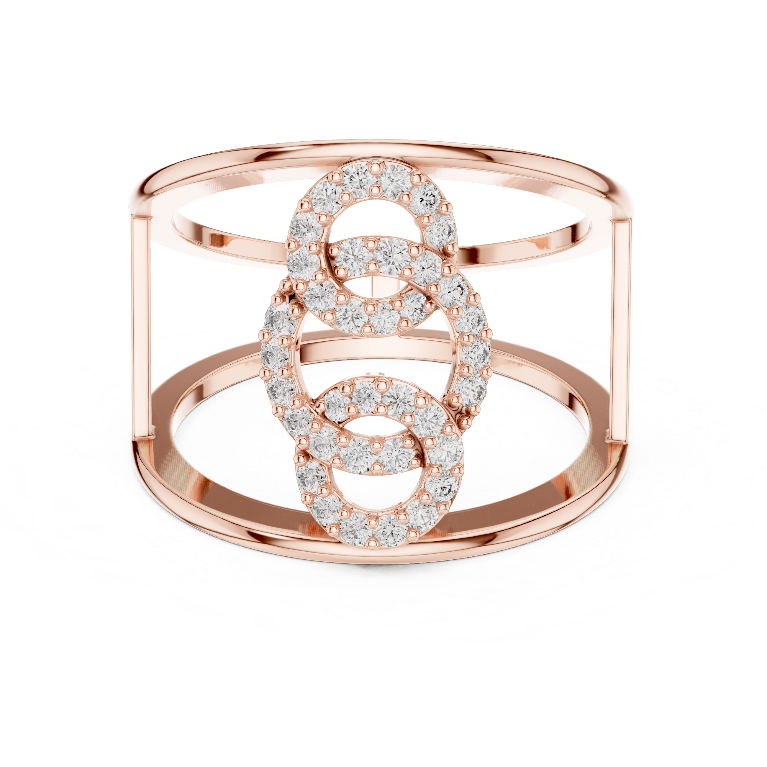 Double Loop Diamond Cage Ring – Modern Openwork Statement Ring