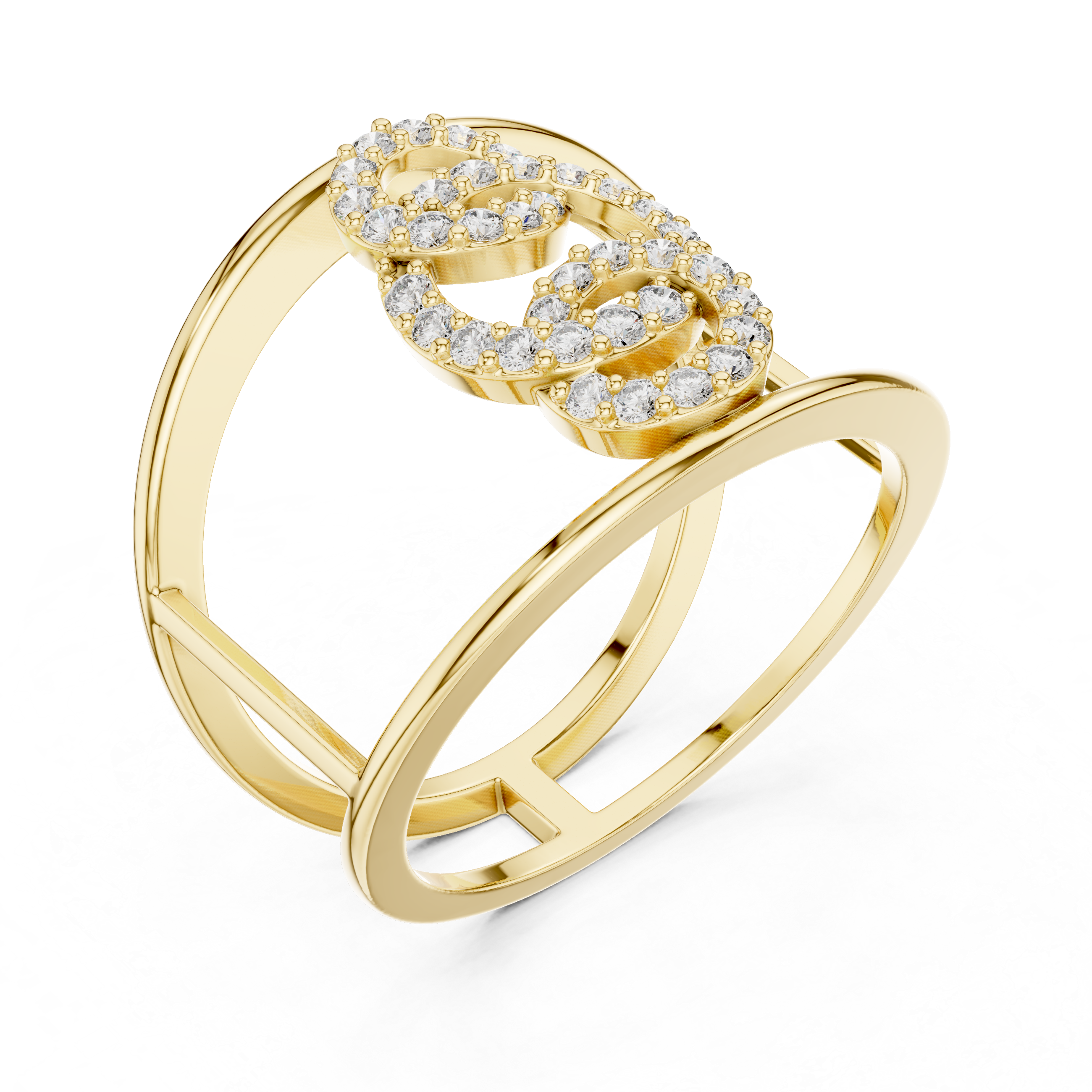 Double Loop Diamond Cage Ring – Modern Openwork Statement Ring