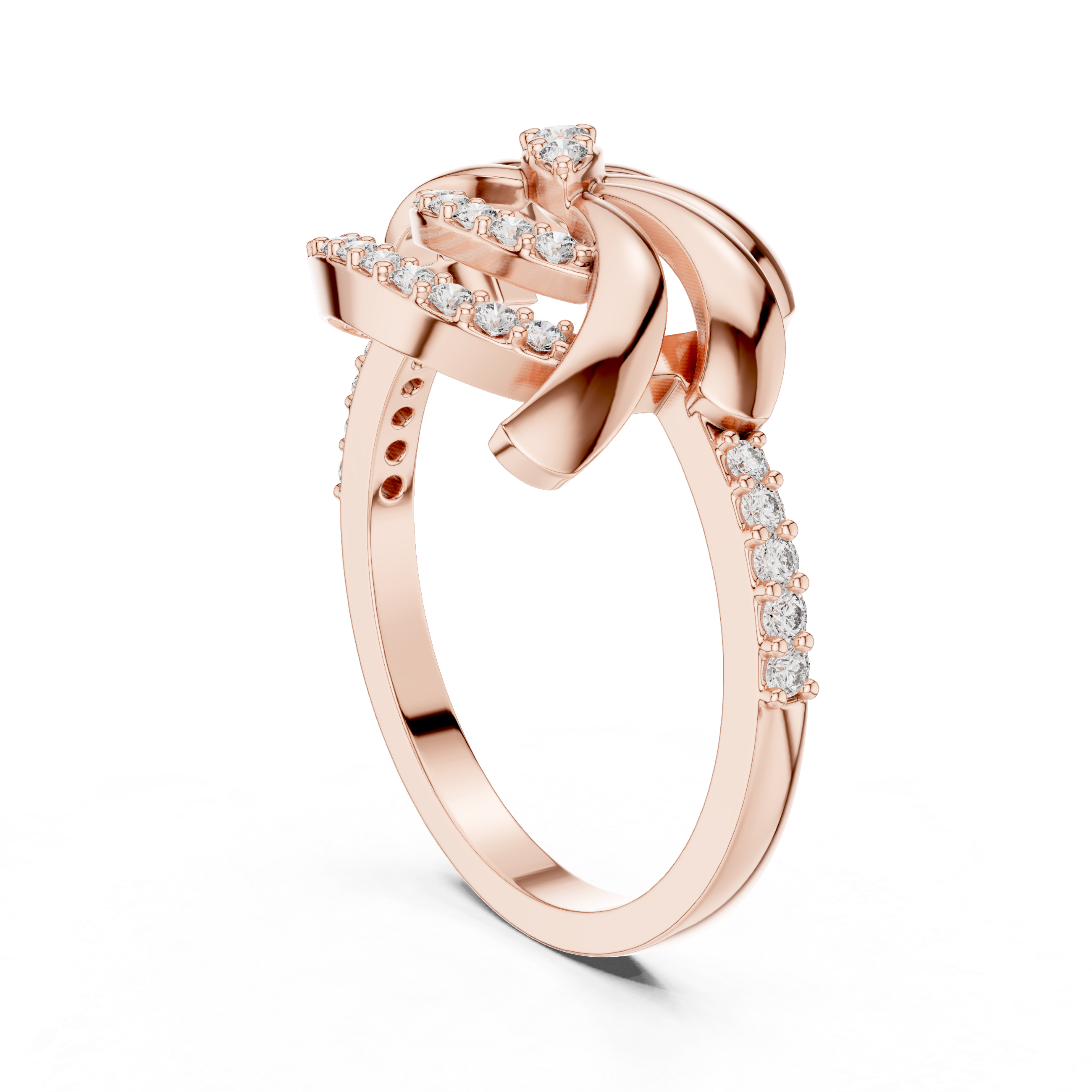 Abstract Swirl Diamond Ring – Modern Sculptural Gold Statement Ring