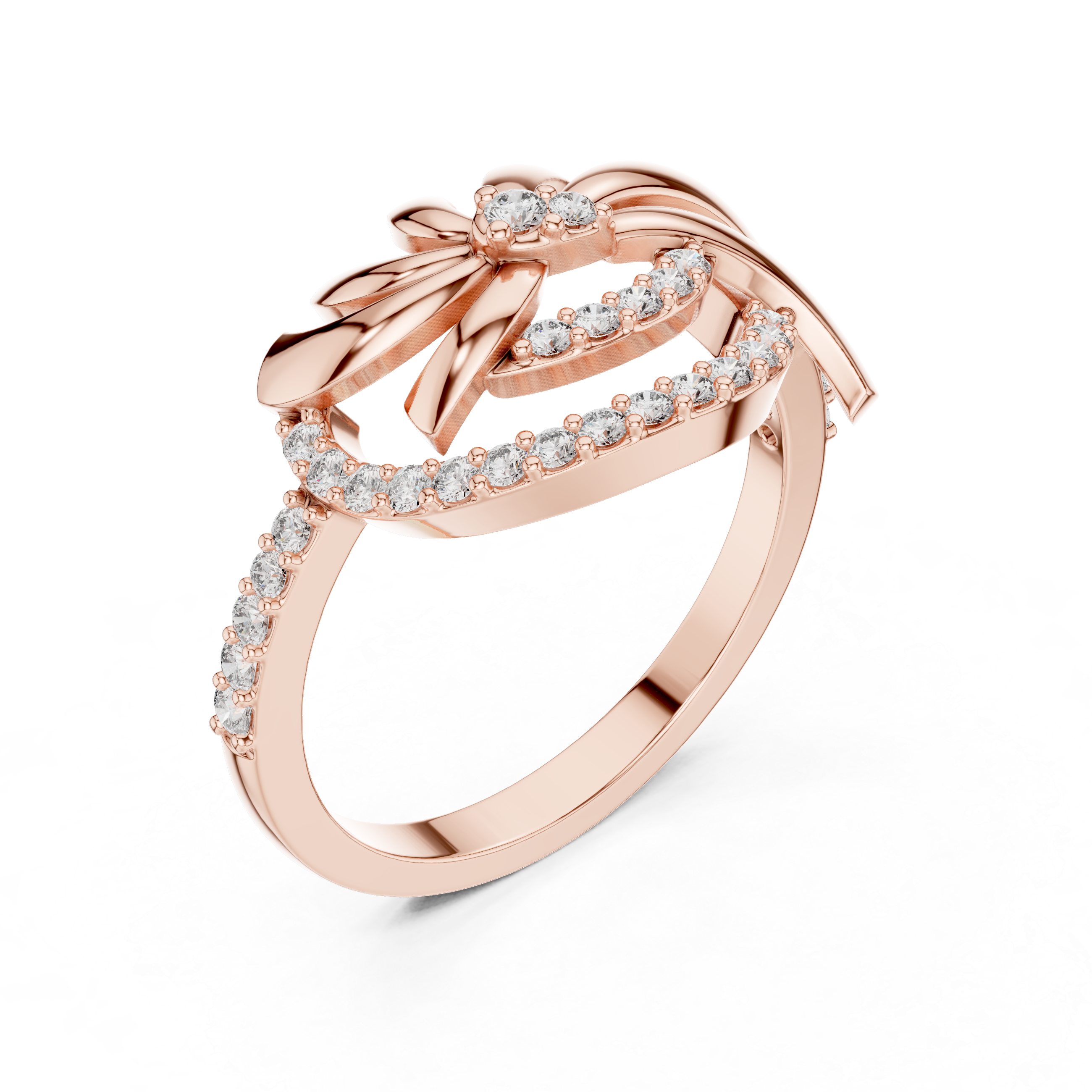 Abstract Swirl Diamond Ring – Modern Sculptural Gold Statement Ring