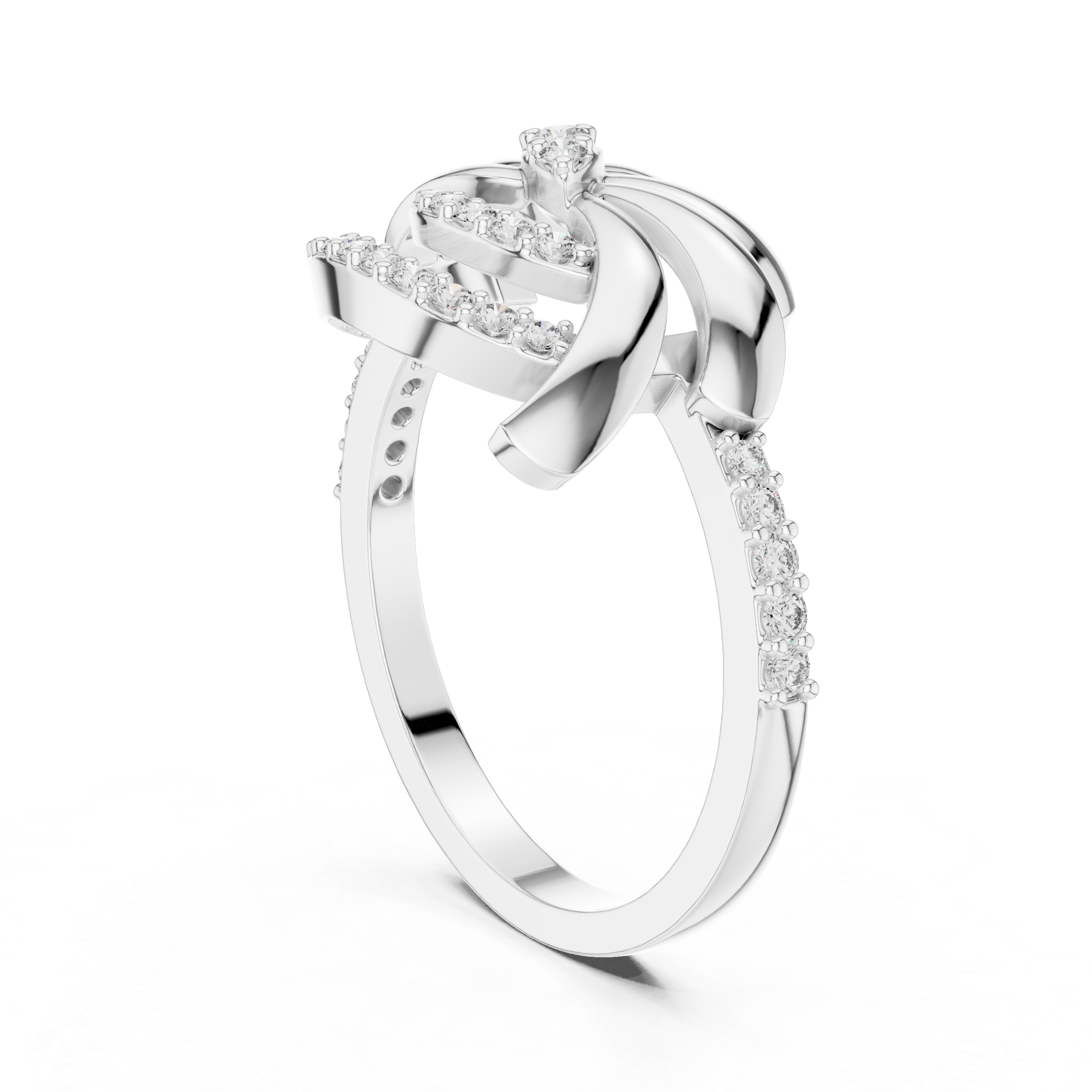 Abstract Swirl Diamond Ring – Modern Sculptural Gold Statement Ring