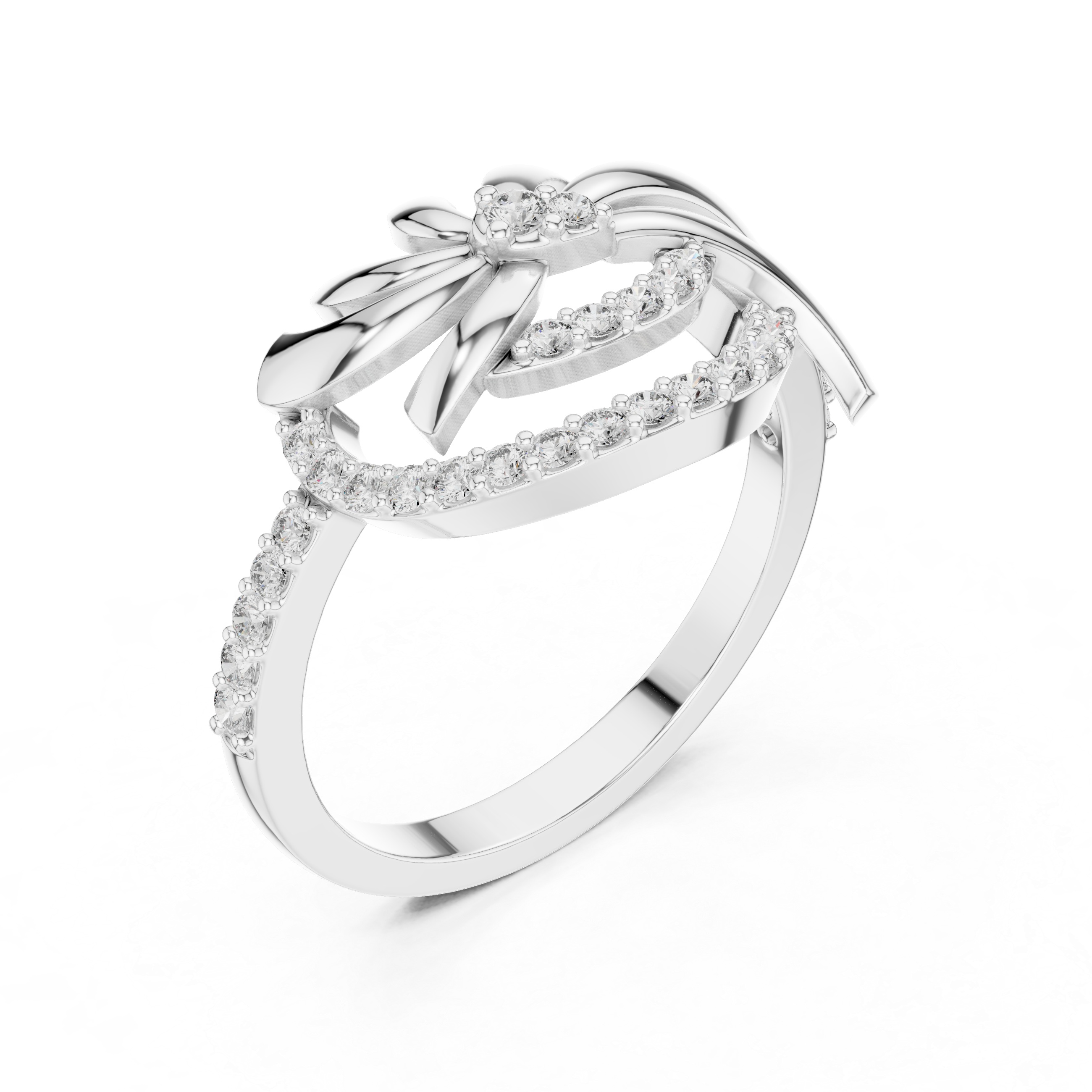 Abstract Swirl Diamond Ring – Modern Sculptural Gold Statement Ring