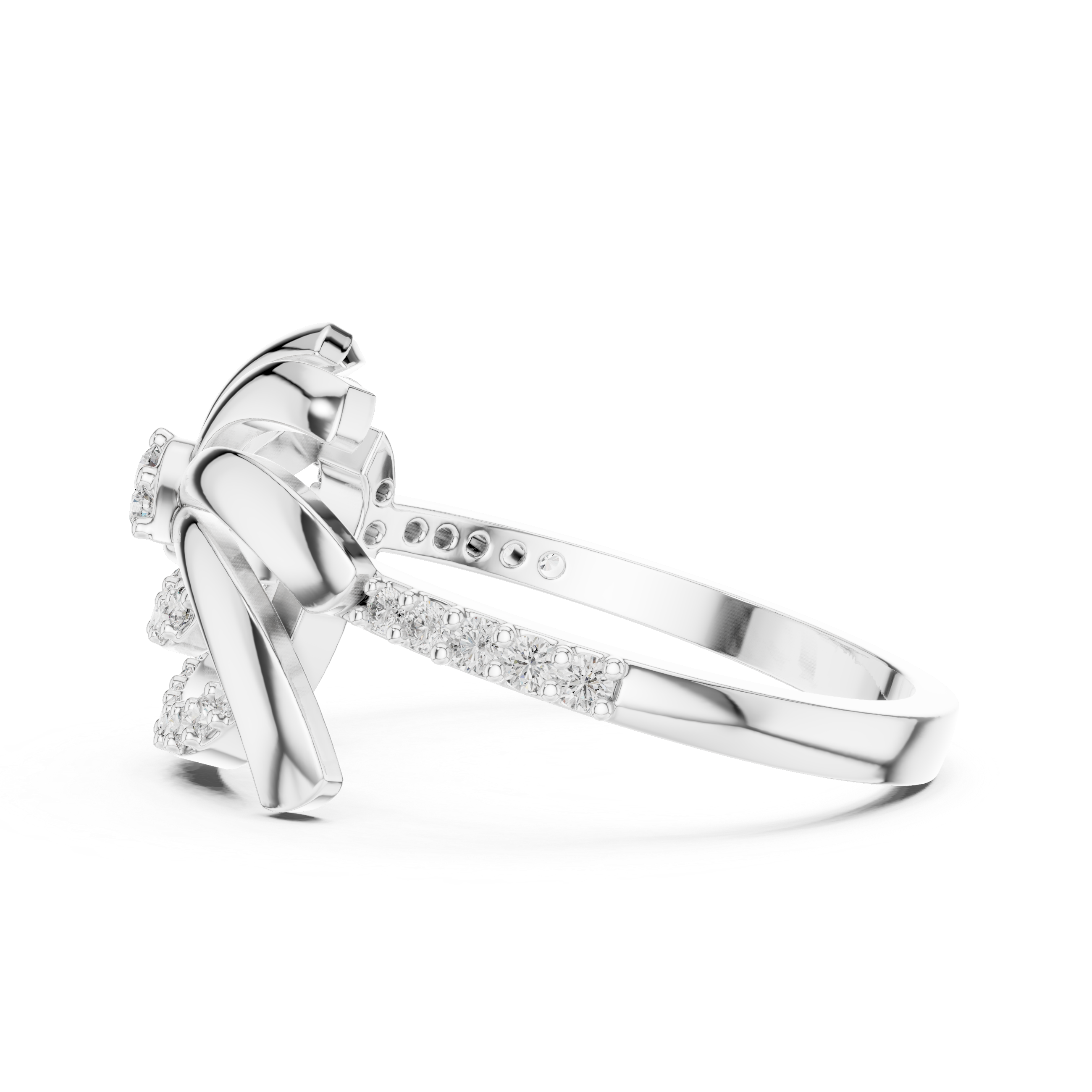 Abstract Swirl Diamond Ring – Modern Sculptural Gold Statement Ring