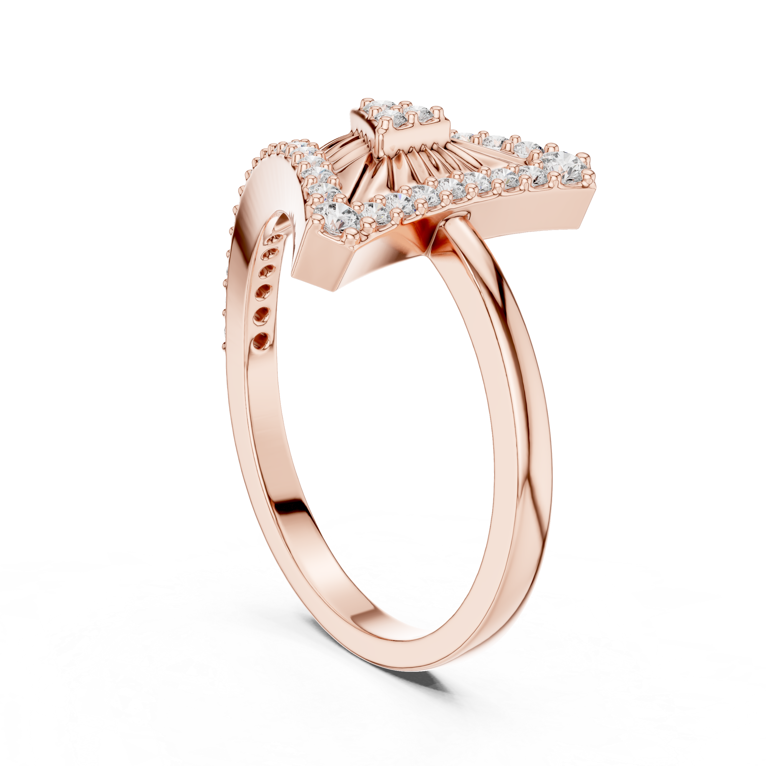 Art Deco Triangle Diamond Ring – Geometric Statement Gold Ring