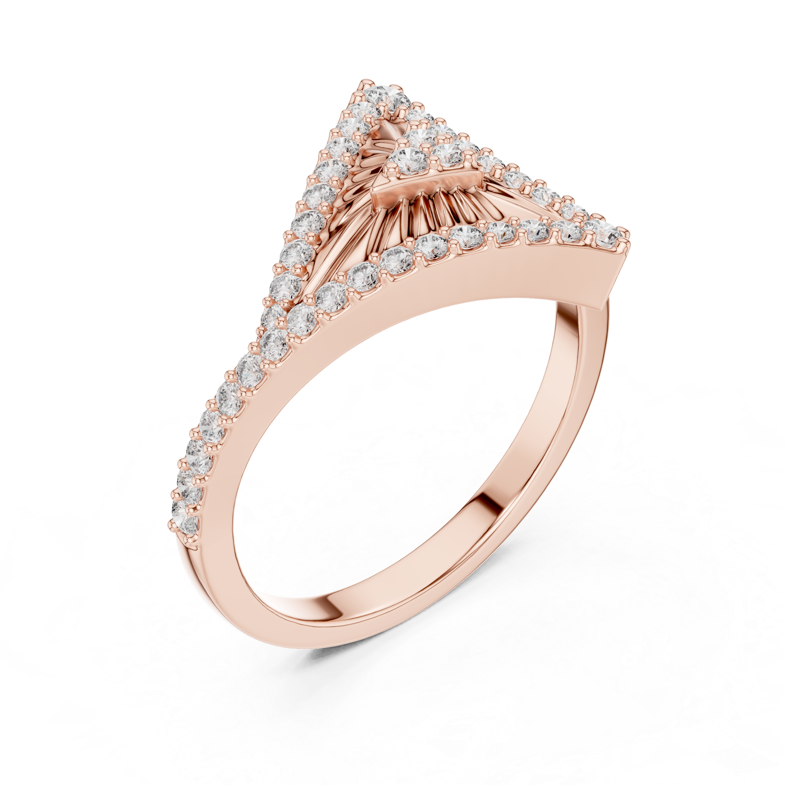 Art Deco Triangle Diamond Ring – Geometric Statement Gold Ring