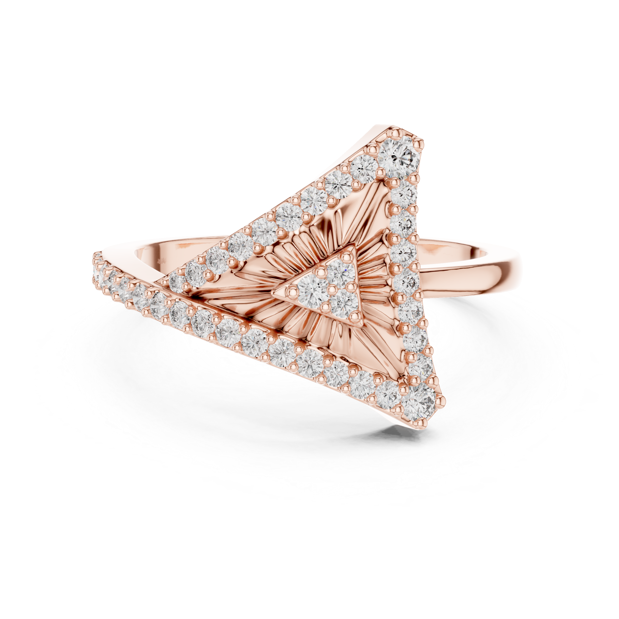 Art Deco Triangle Diamond Ring – Geometric Statement Gold Ring