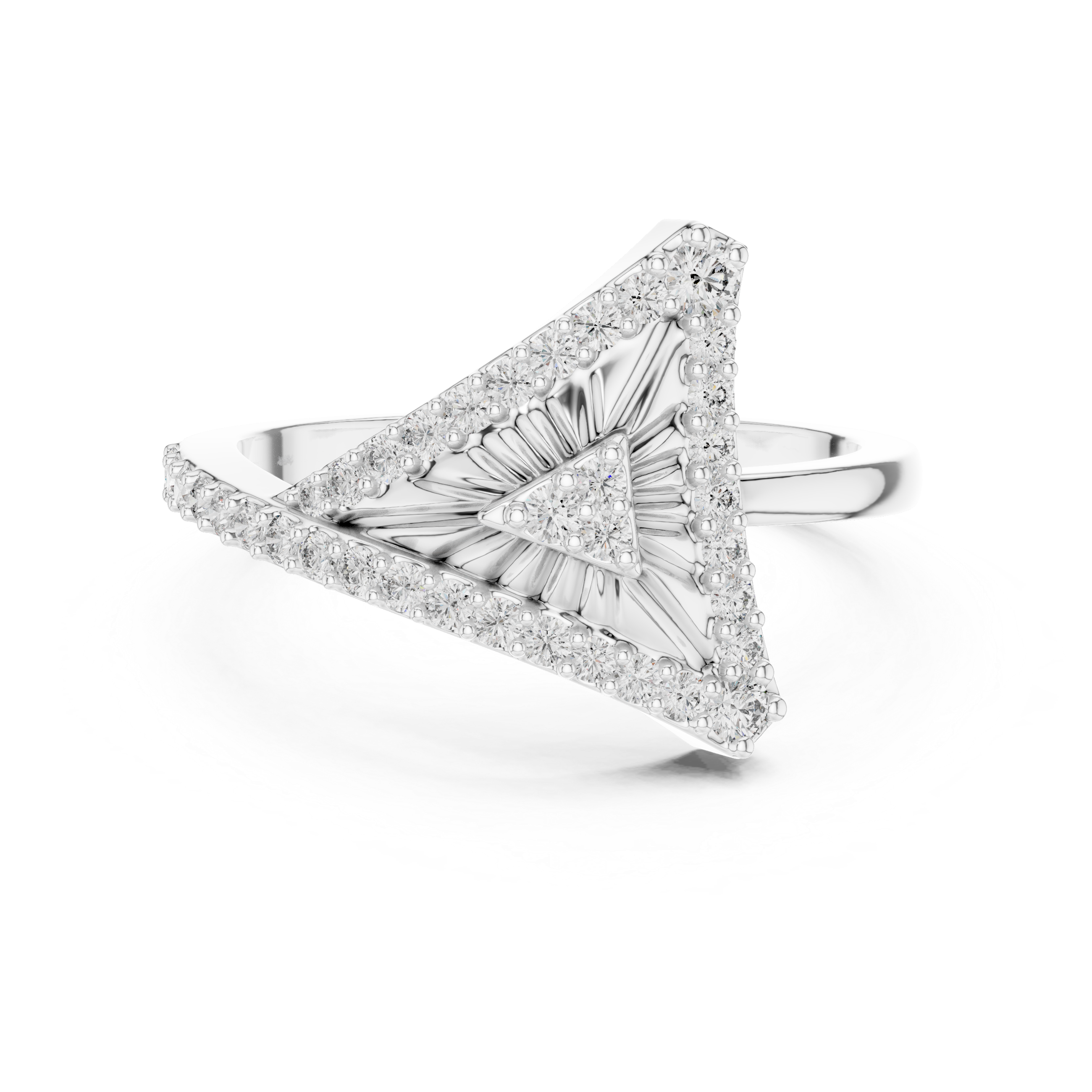Art Deco Triangle Diamond Ring – Geometric Statement Gold Ring
