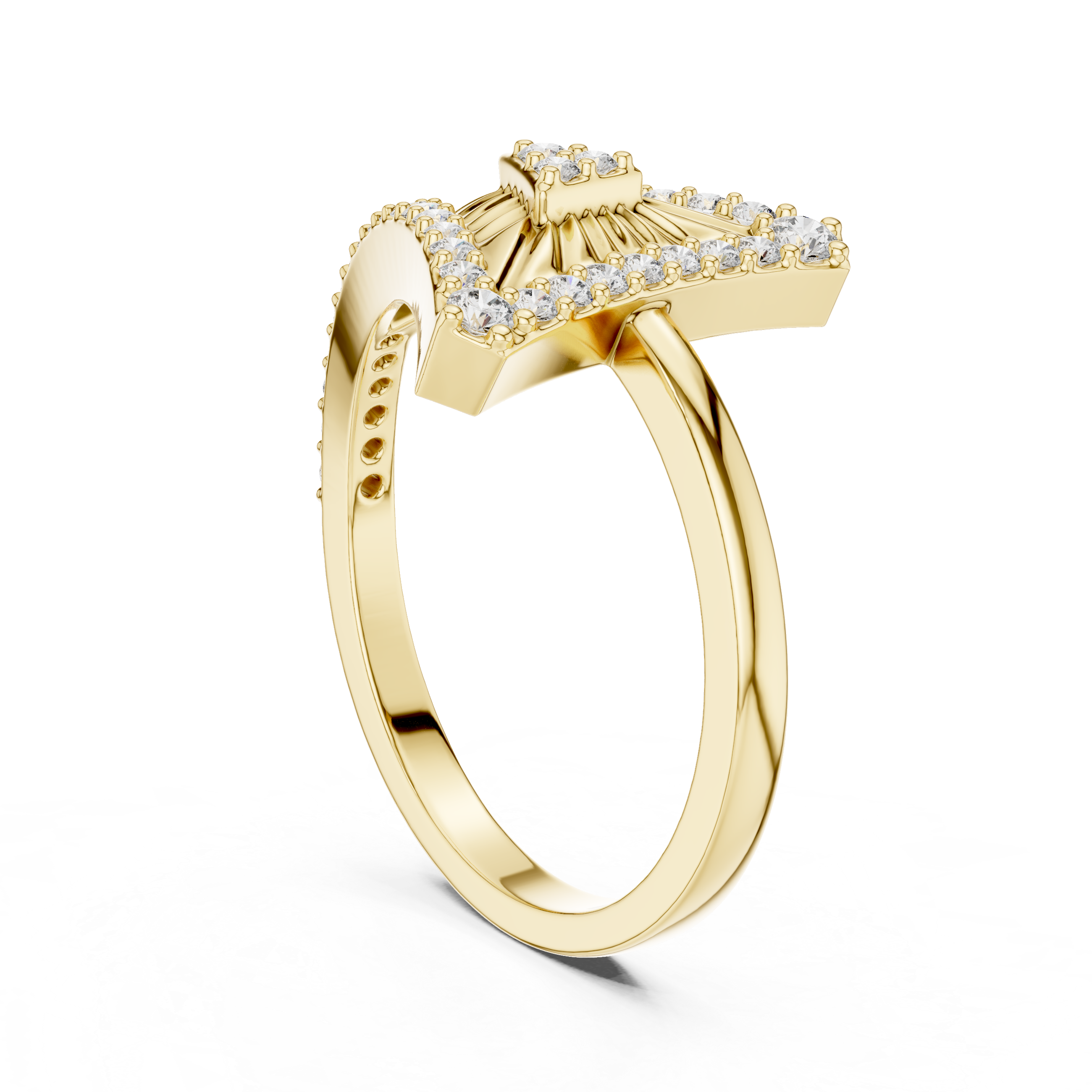 Art Deco Triangle Diamond Ring – Geometric Statement Gold Ring