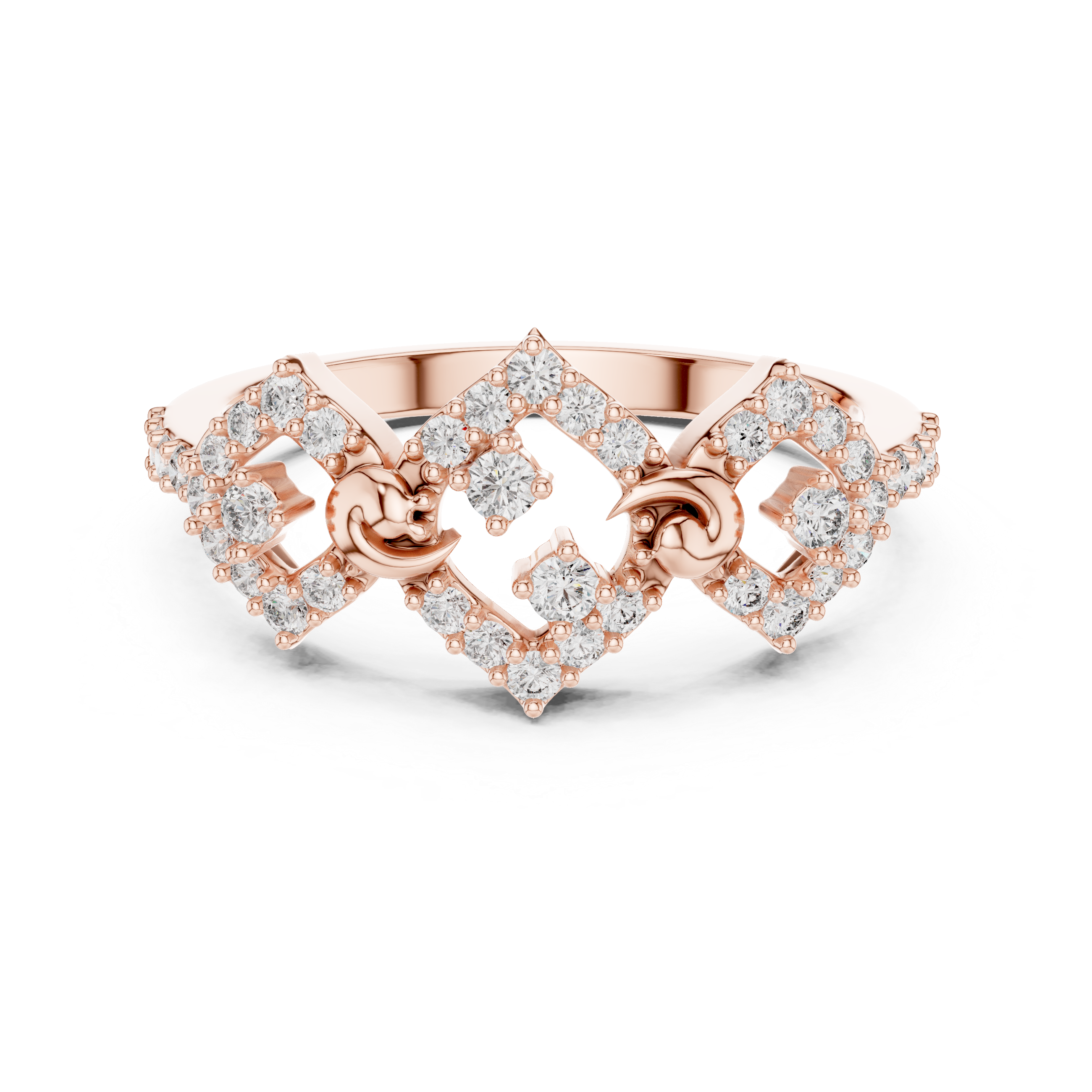 Art Deco Diamond Crown Ring – Vintage Geometric Statement Ring