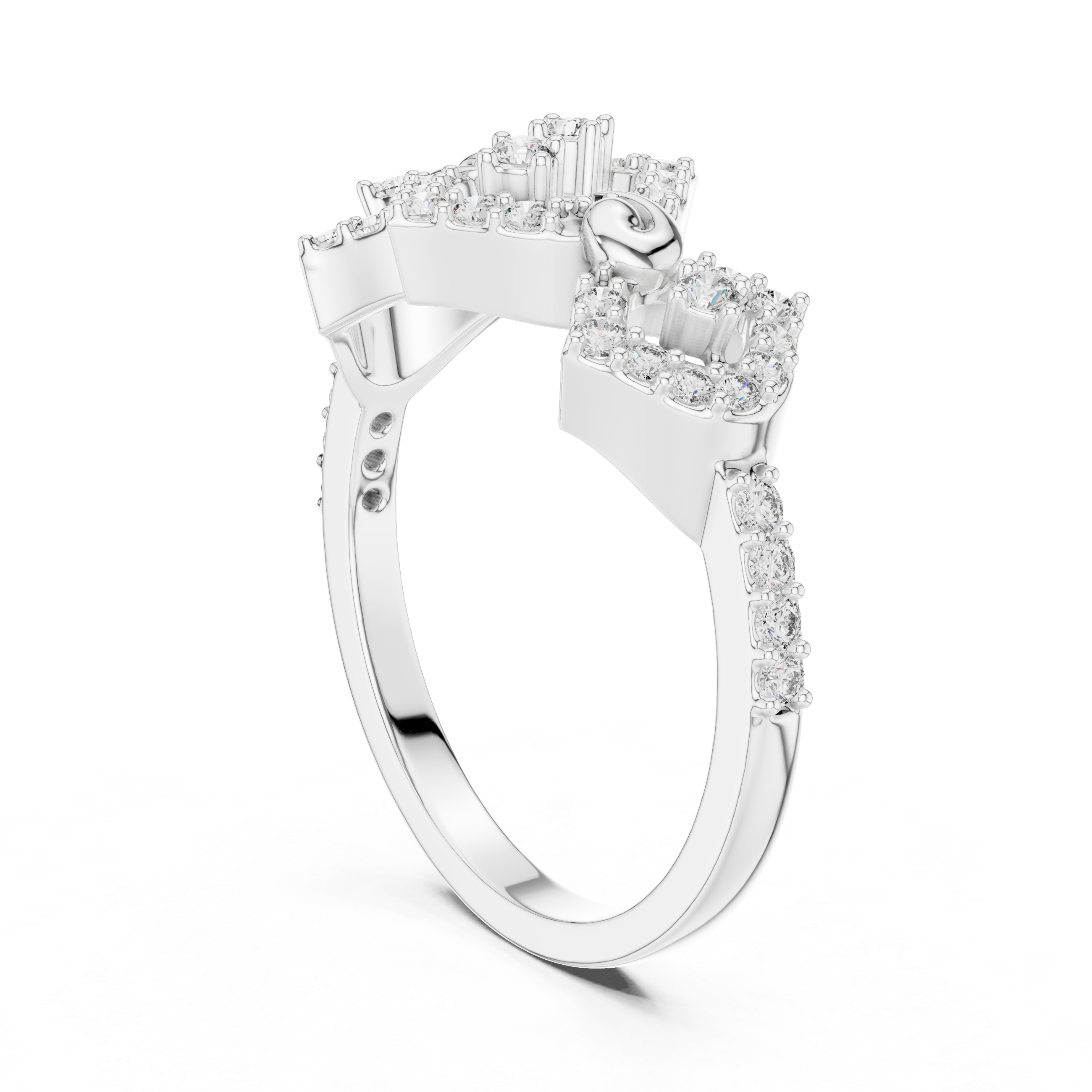 Art Deco Diamond Crown Ring – Vintage Geometric Statement Ring