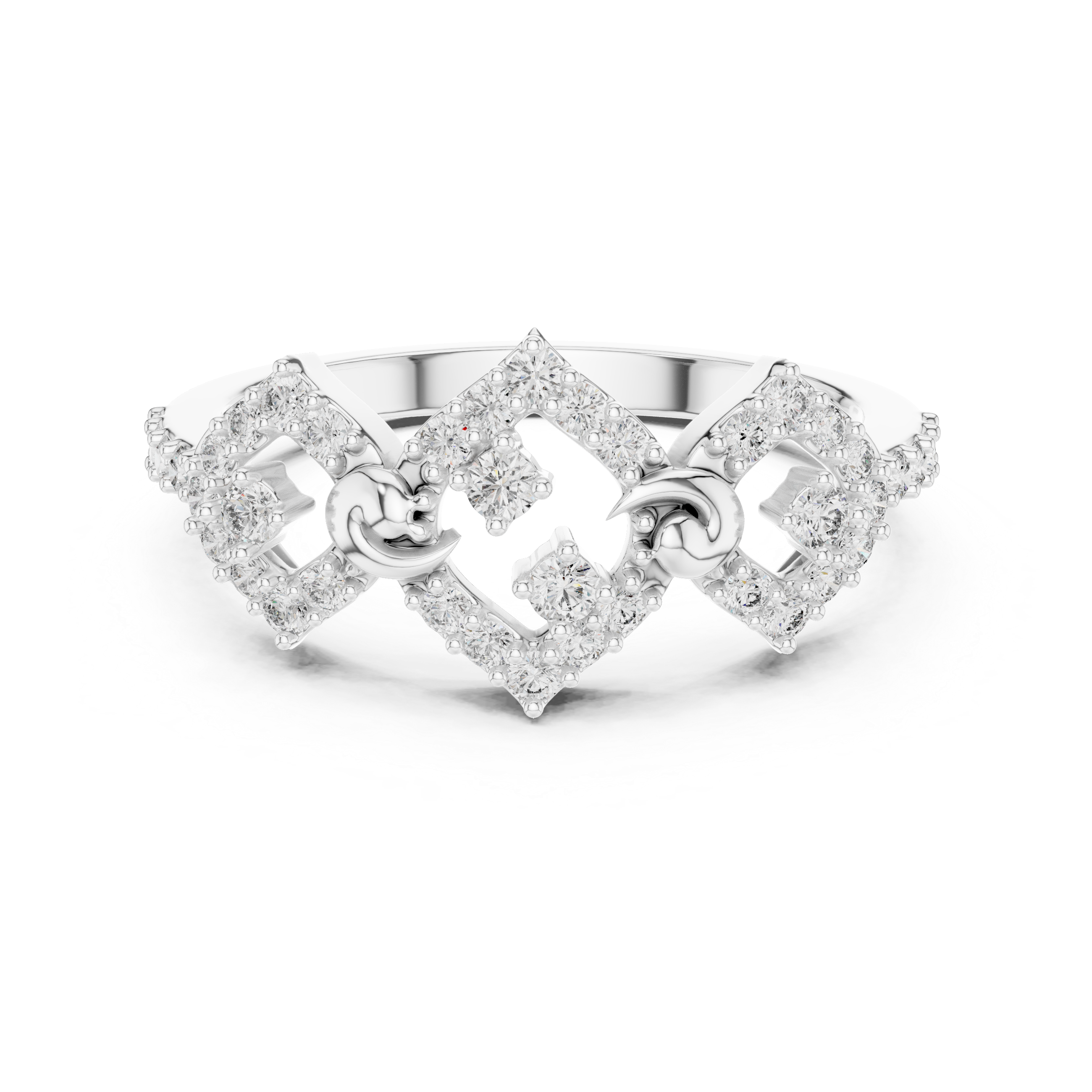 Art Deco Diamond Crown Ring – Vintage Geometric Statement Ring