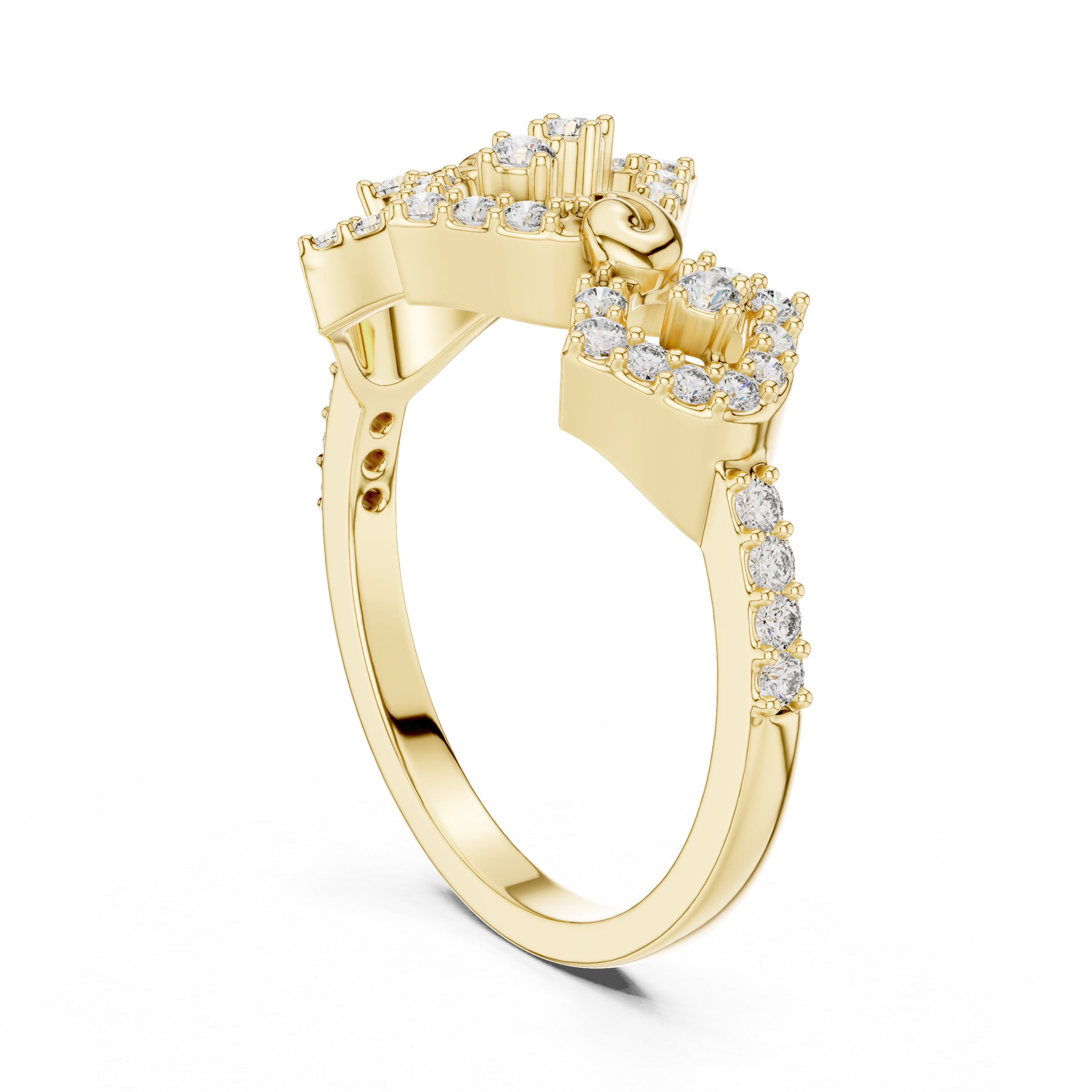 Art Deco Diamond Crown Ring – Vintage Geometric Statement Ring