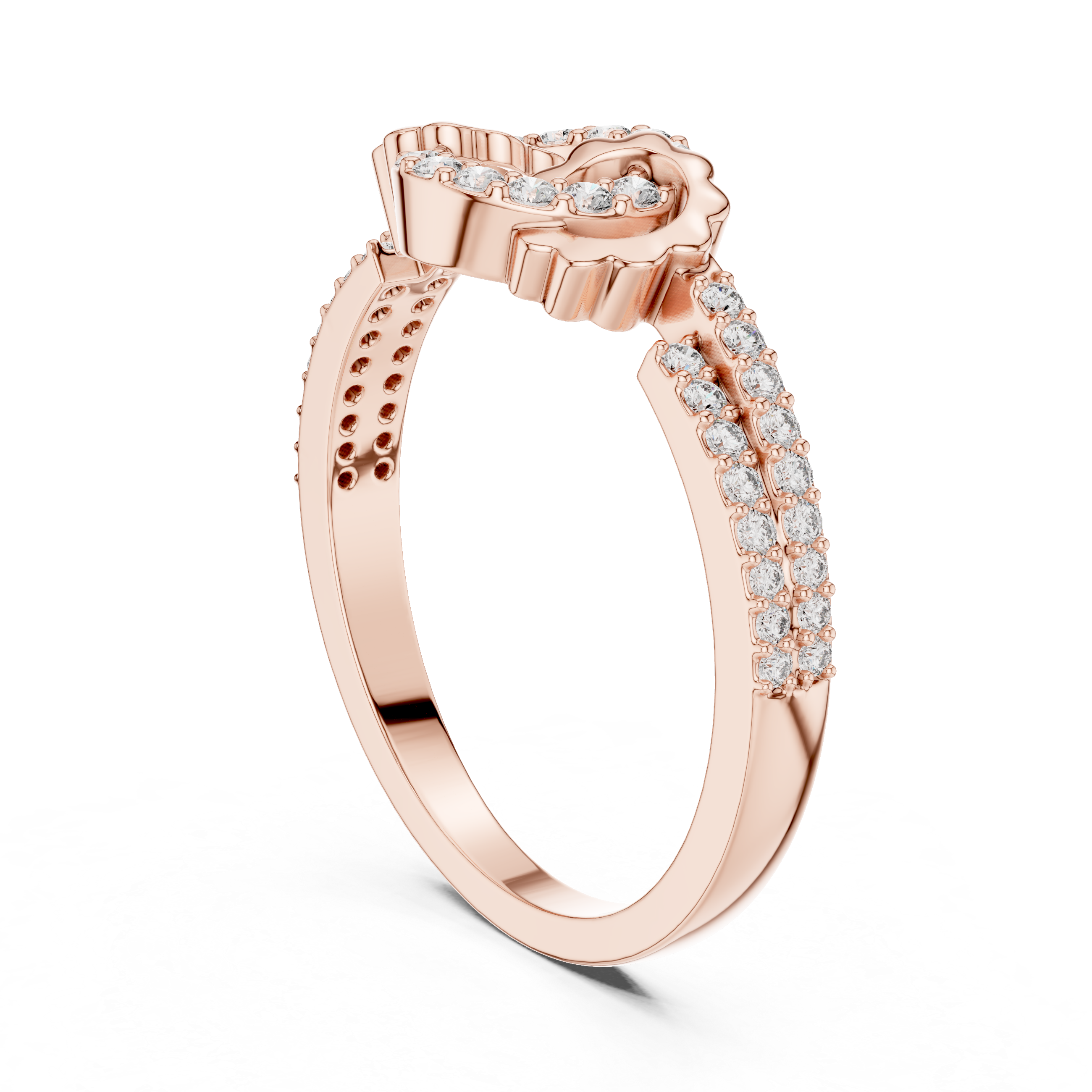 Vintage Crescent Moon Halo Ring – Celestial Diamond Statement Ring