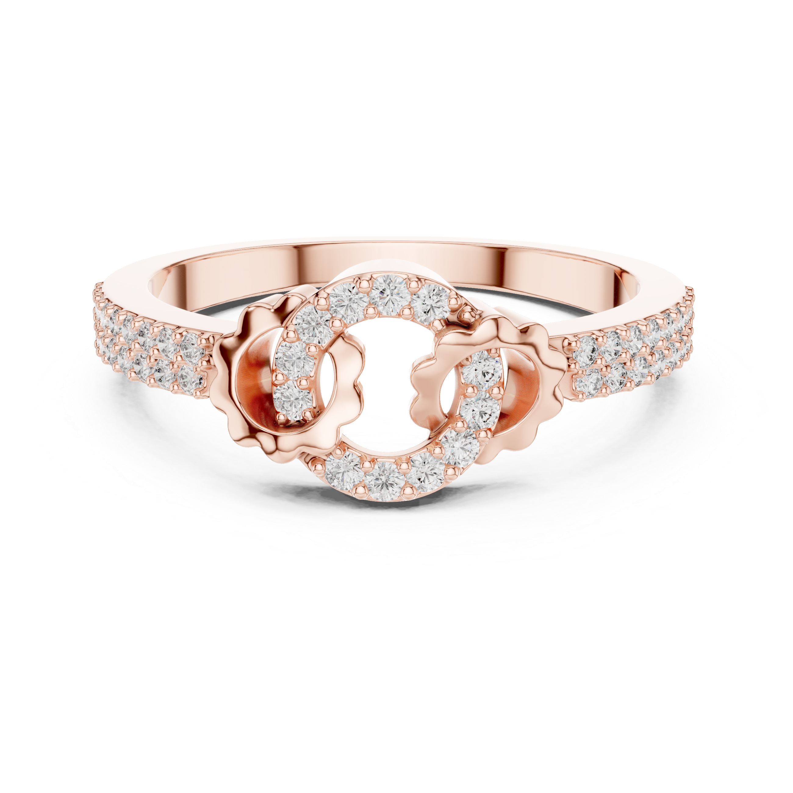 Vintage Crescent Moon Halo Ring – Celestial Diamond Statement Ring