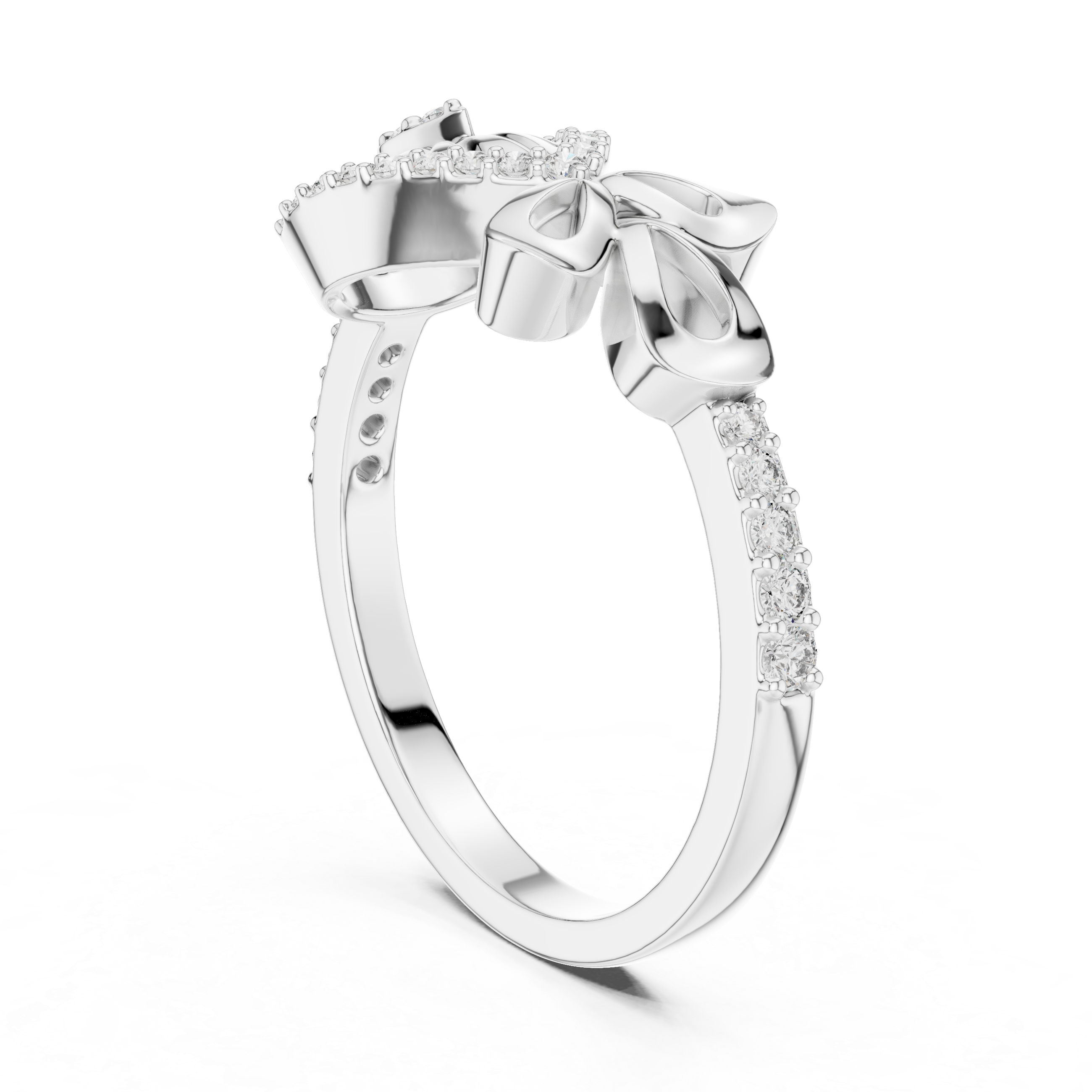Vintage Pear Eye Diamond Ring – Bow Accent Statement Ring