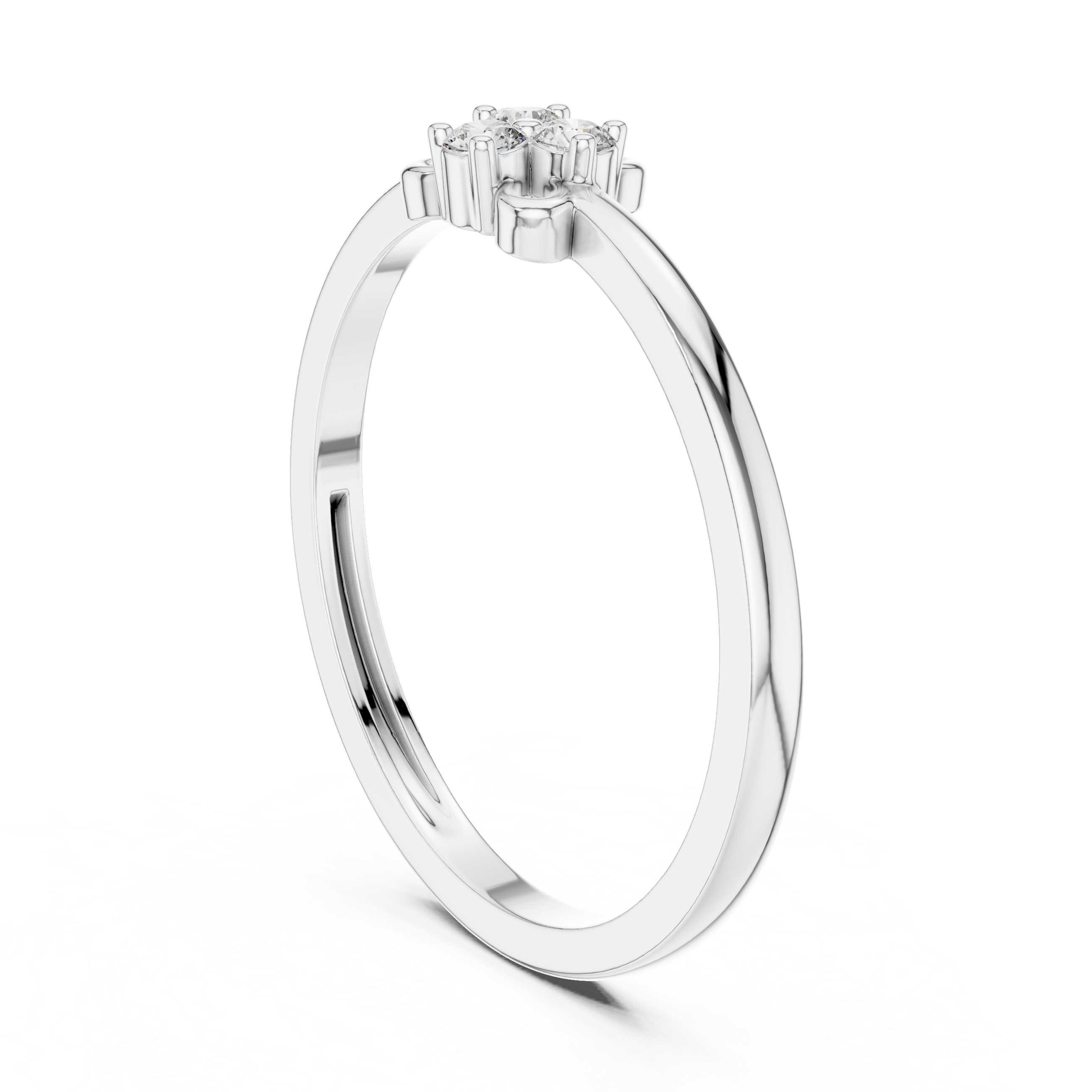 Minimalist Clover Diamond Ring – Dainty Three Stone Floral Ring