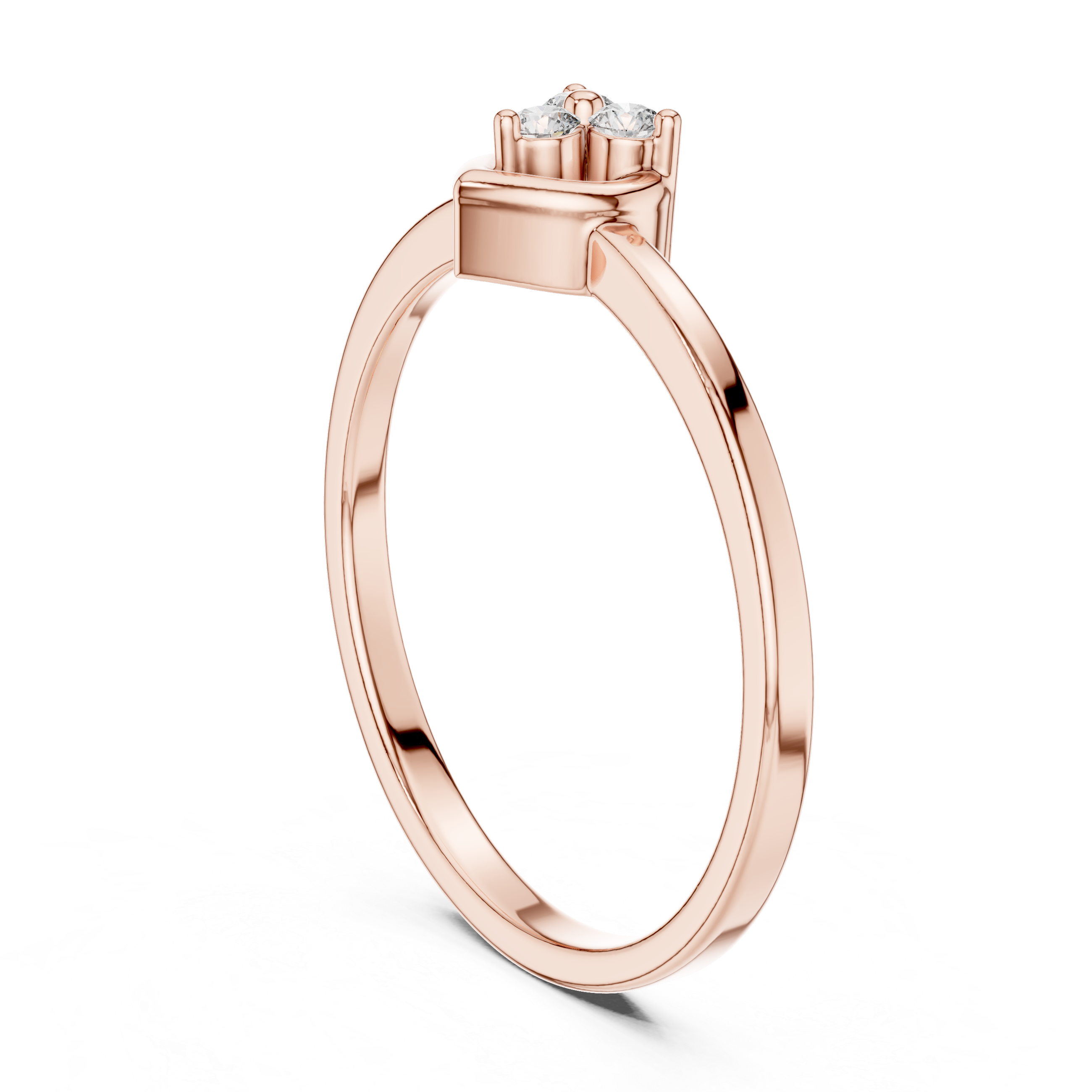Minimal Heart Diamond Ring – Dainty Three Stone Promise Ring