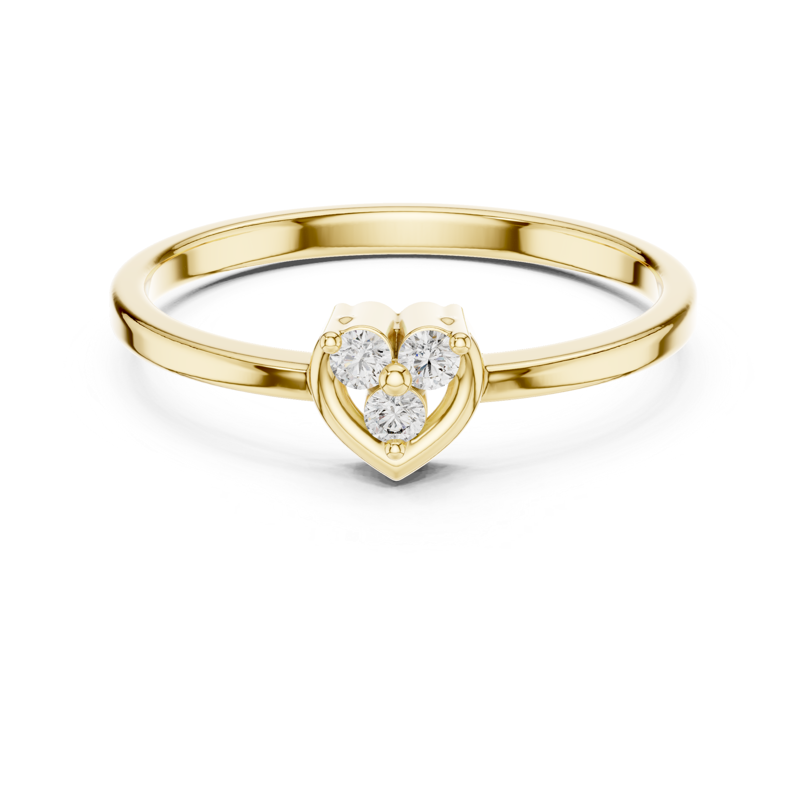Minimal Heart Diamond Ring – Dainty Three Stone Promise Ring