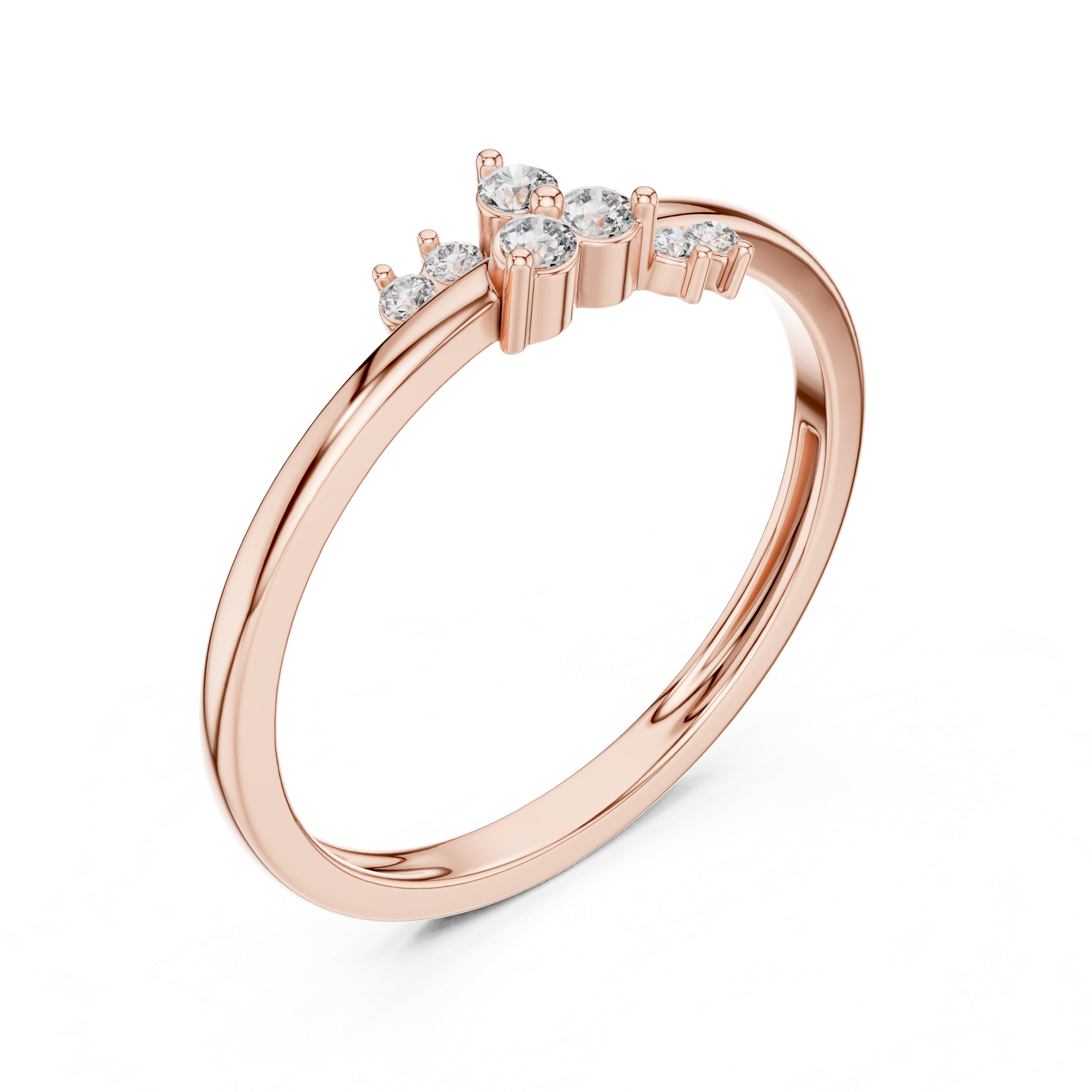 Minimal Cluster Diamond Ring – Asymmetrical Dainty Stacking Ring