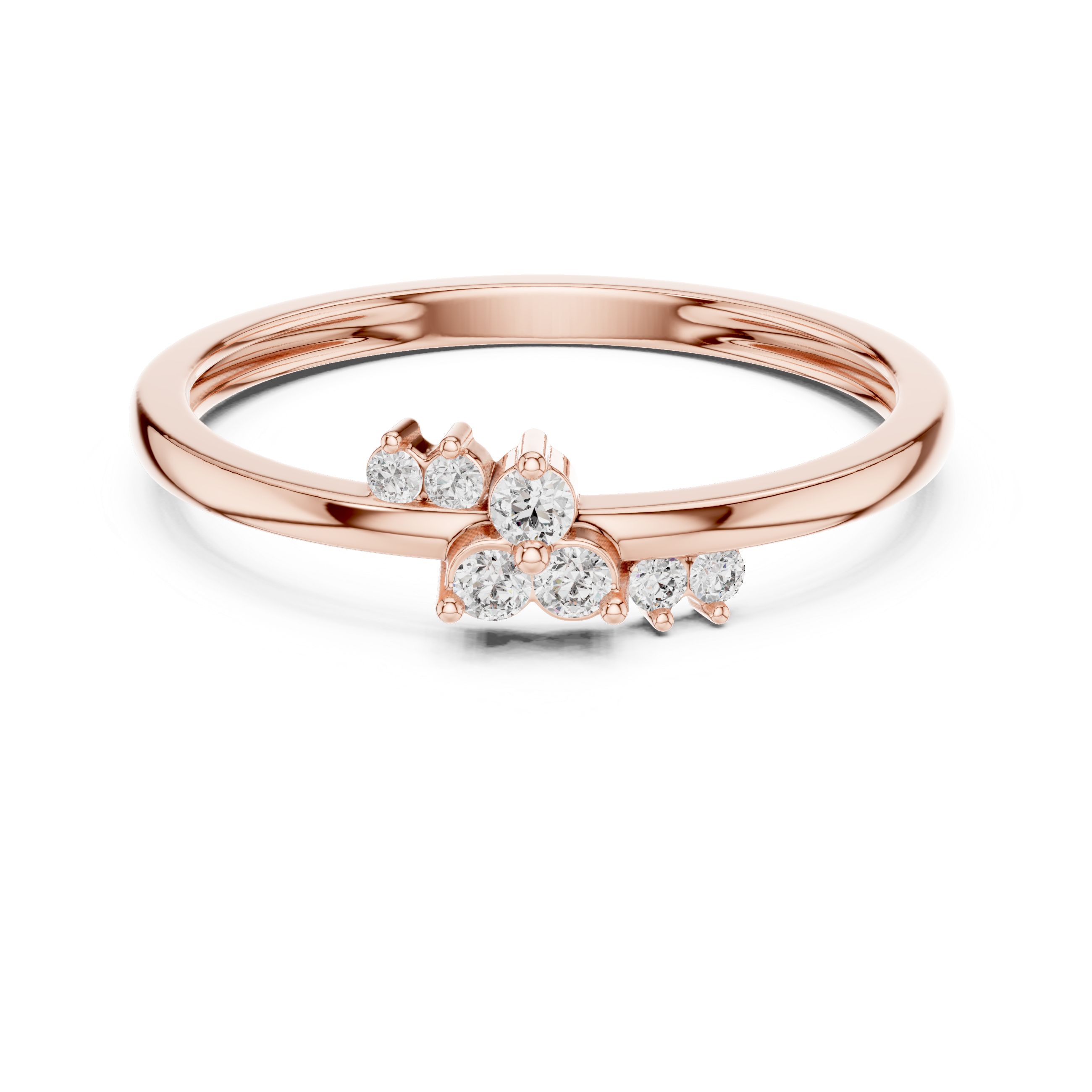 Minimal Cluster Diamond Ring – Asymmetrical Dainty Stacking Ring