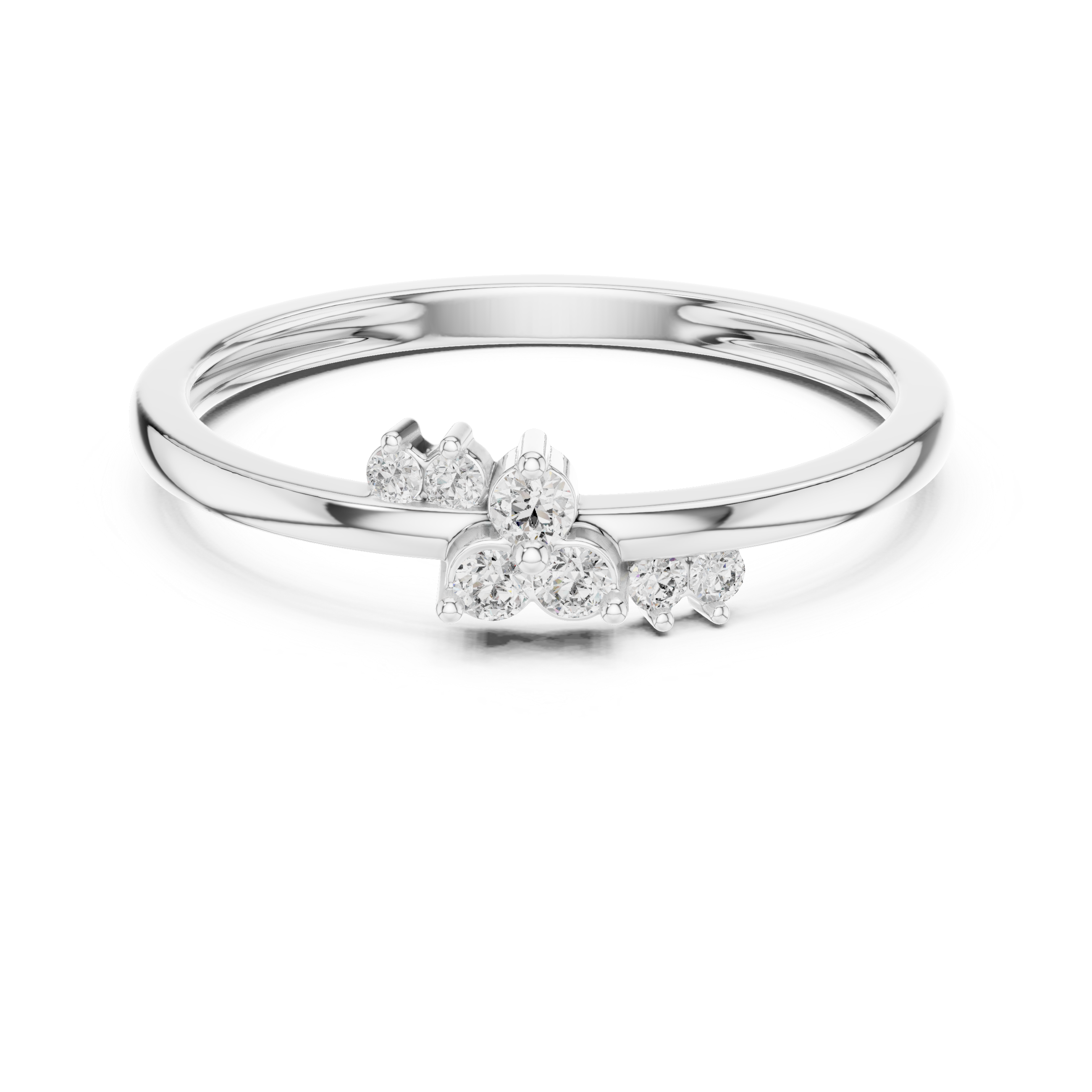 Minimal Cluster Diamond Ring – Asymmetrical Dainty Stacking Ring