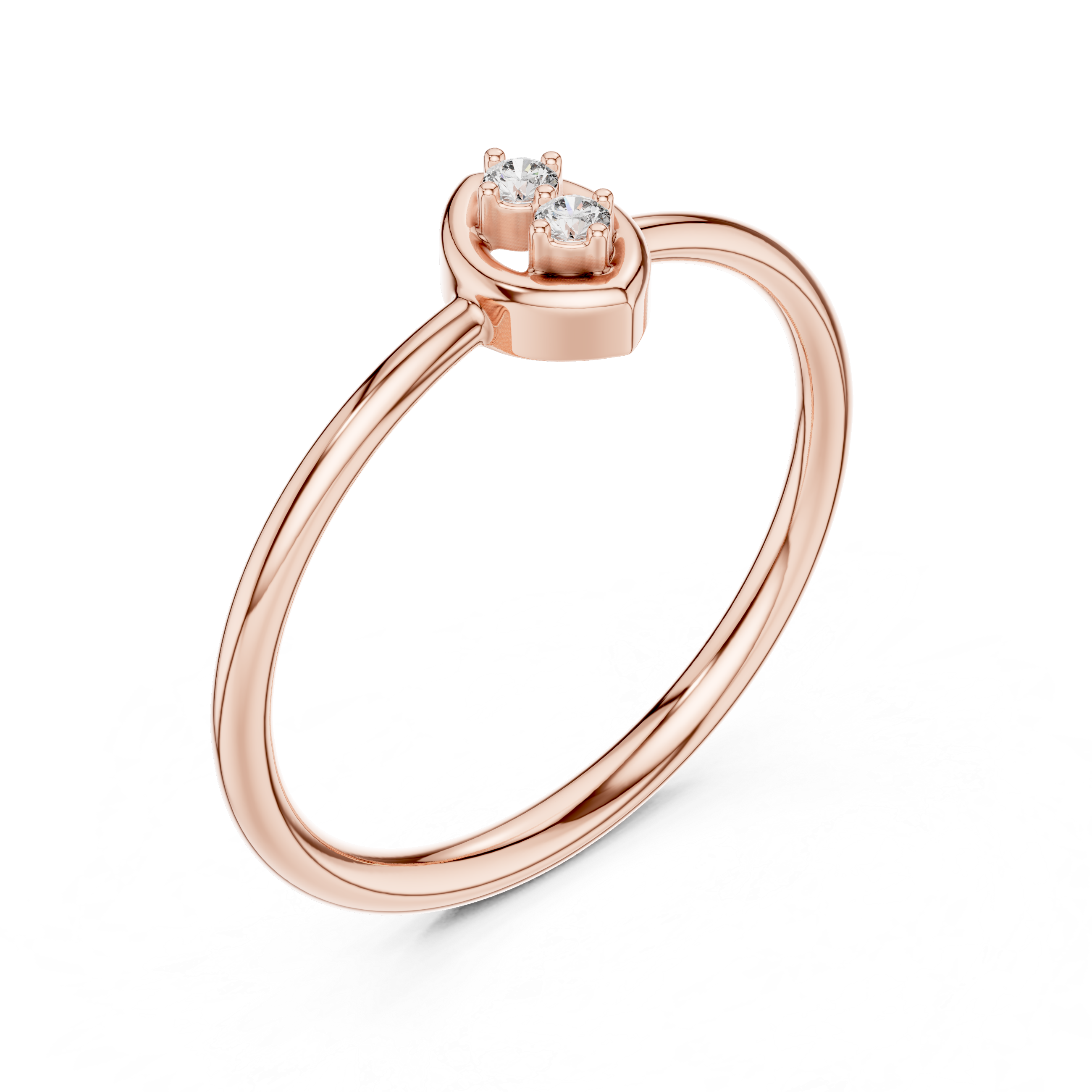 Minimal Marquise Diamond Ring – Dainty Double Stone Stackable Ring