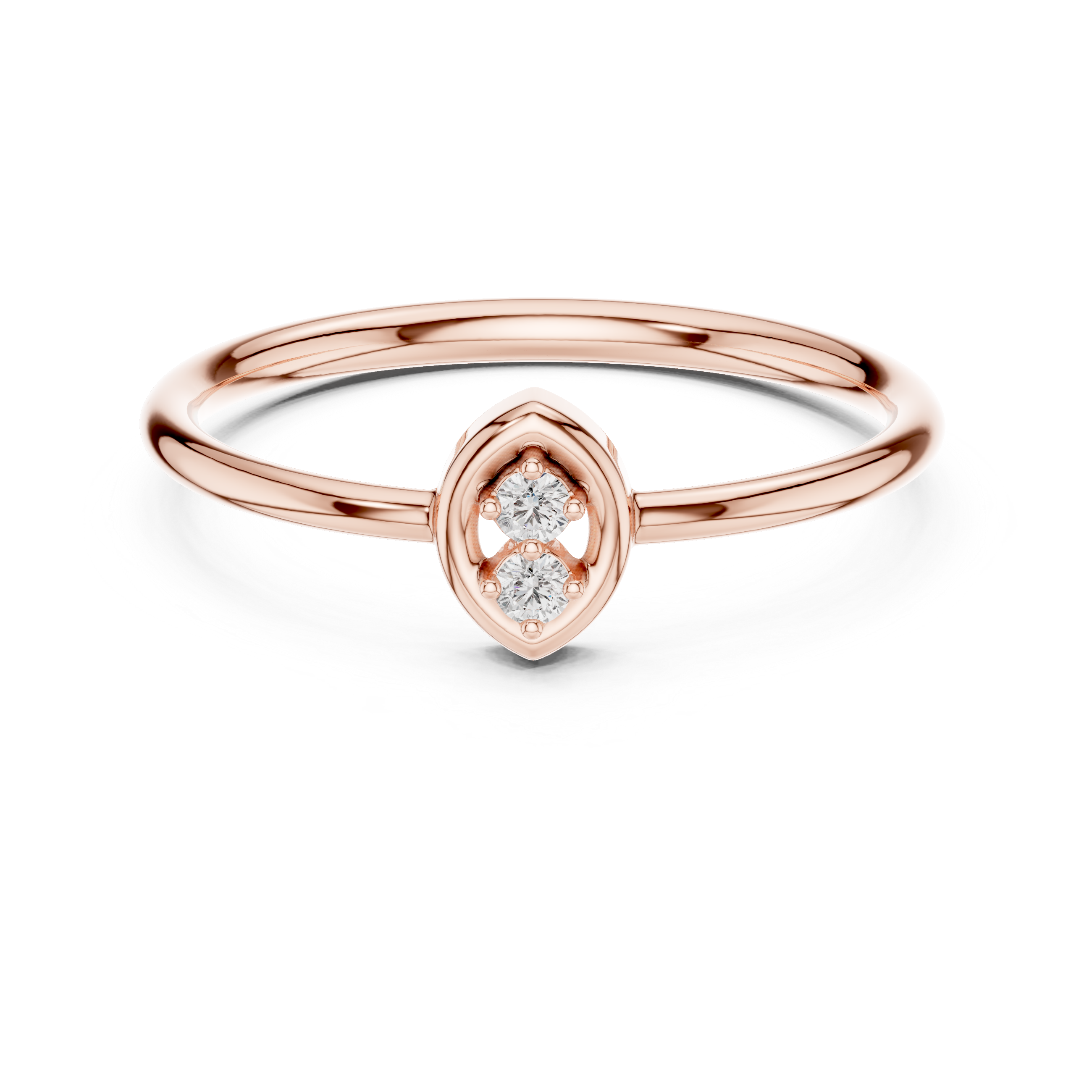 Minimal Marquise Diamond Ring – Dainty Double Stone Stackable Ring