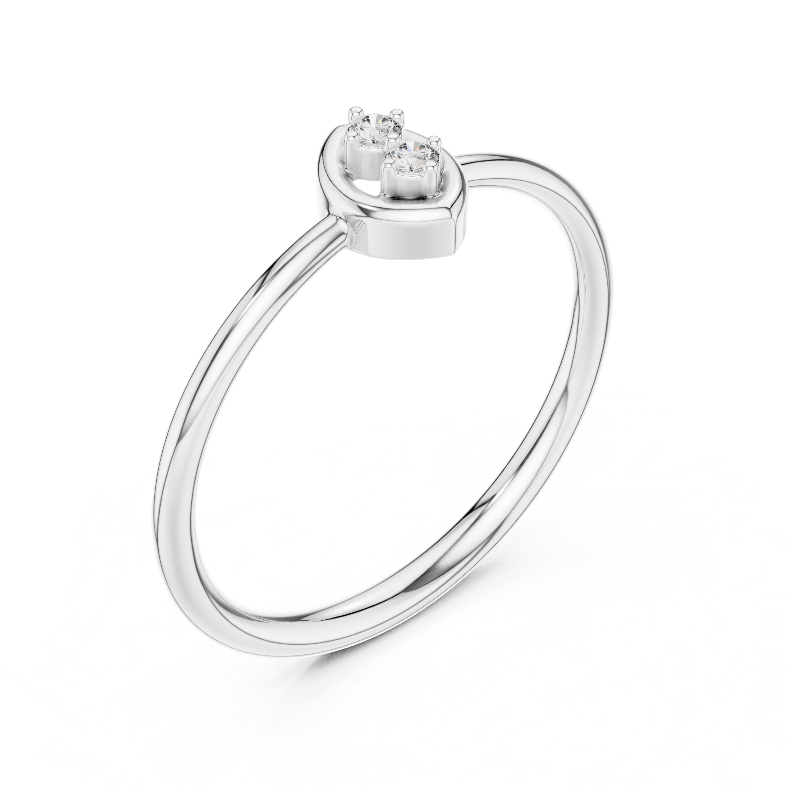 Minimal Marquise Diamond Ring – Dainty Double Stone Stackable Ring