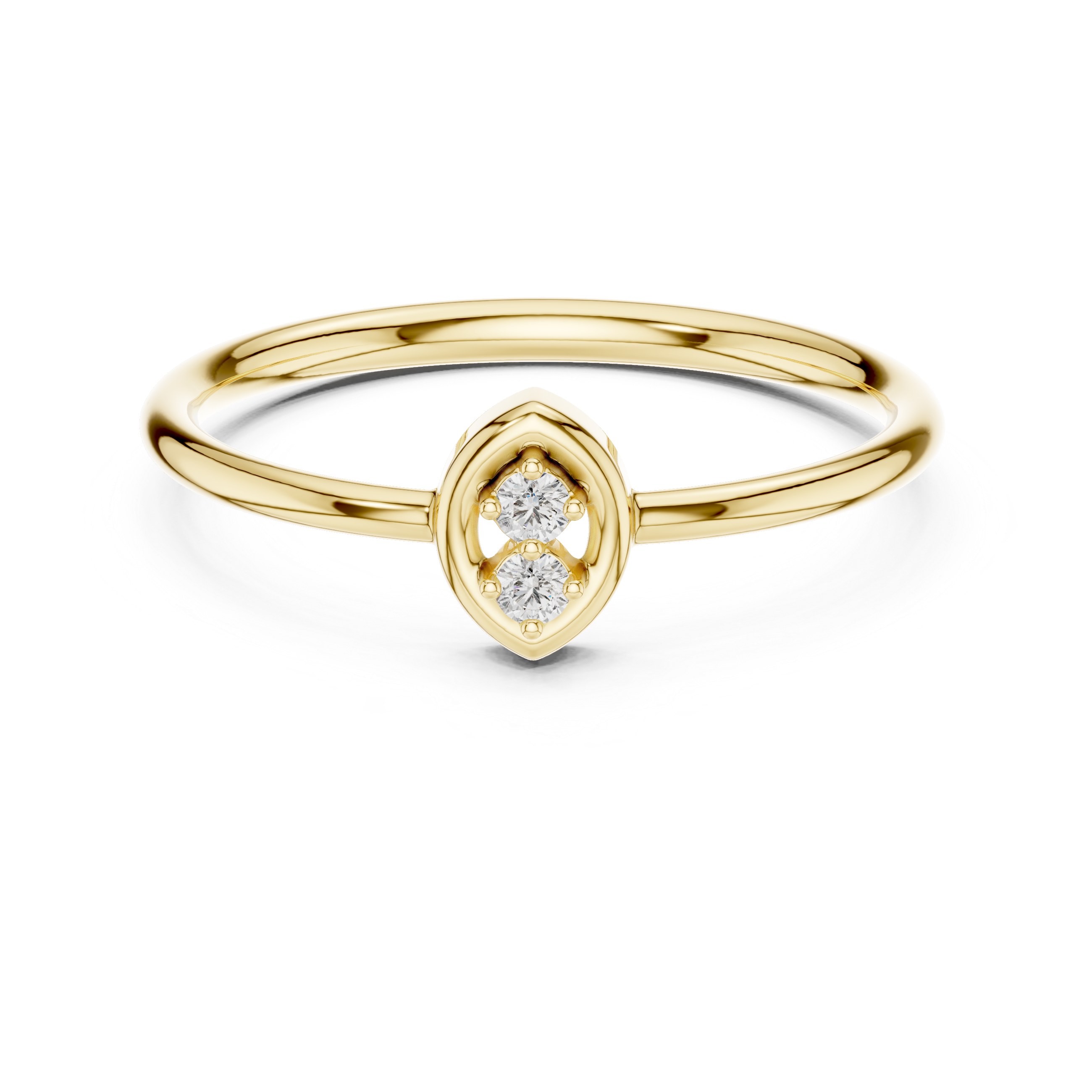 Minimal Marquise Diamond Ring – Dainty Double Stone Stackable Ring
