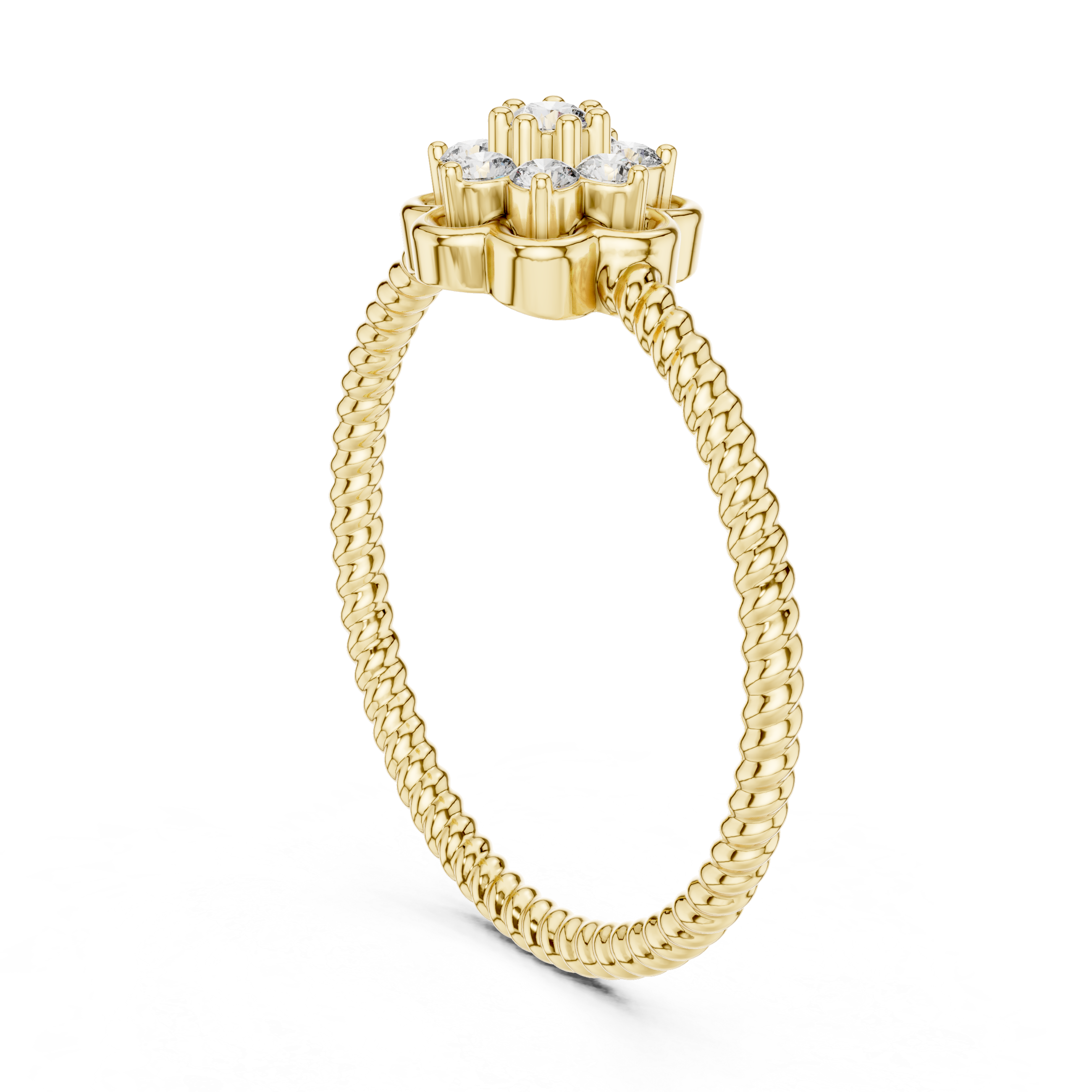 Twisted Band Floral Diamond Ring – Dainty Flower Cluster Promise Ring