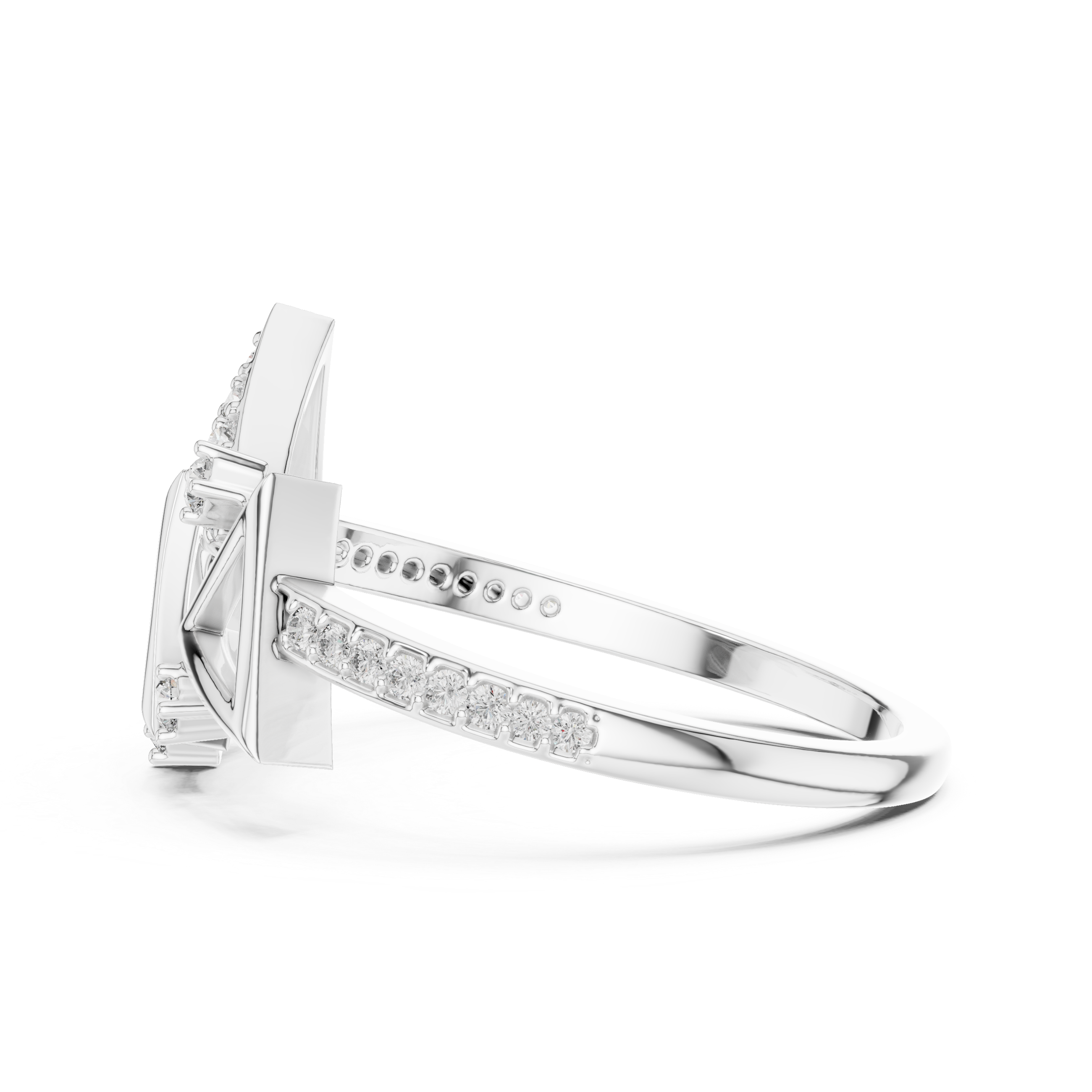 Abstract Triangle Diamond Ring with Modern Openwork Geometric Design