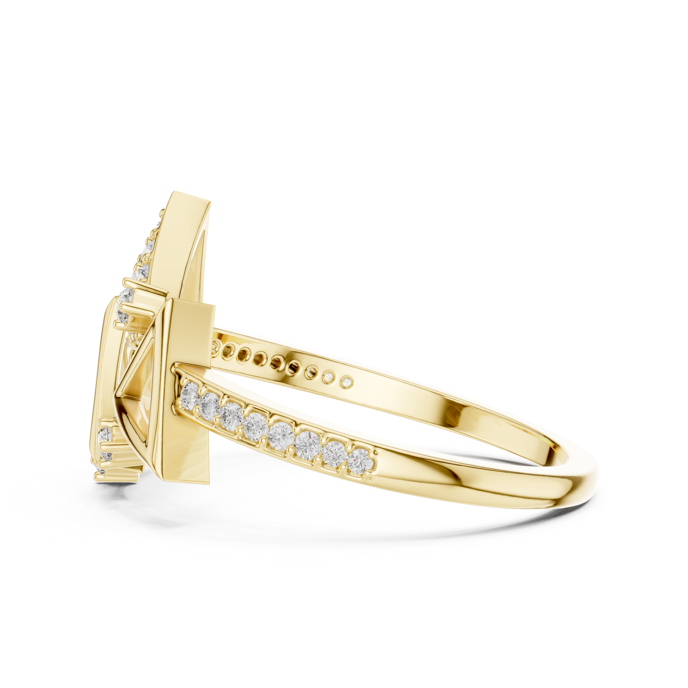 Abstract Triangle Diamond Ring with Modern Openwork Geometric Design
