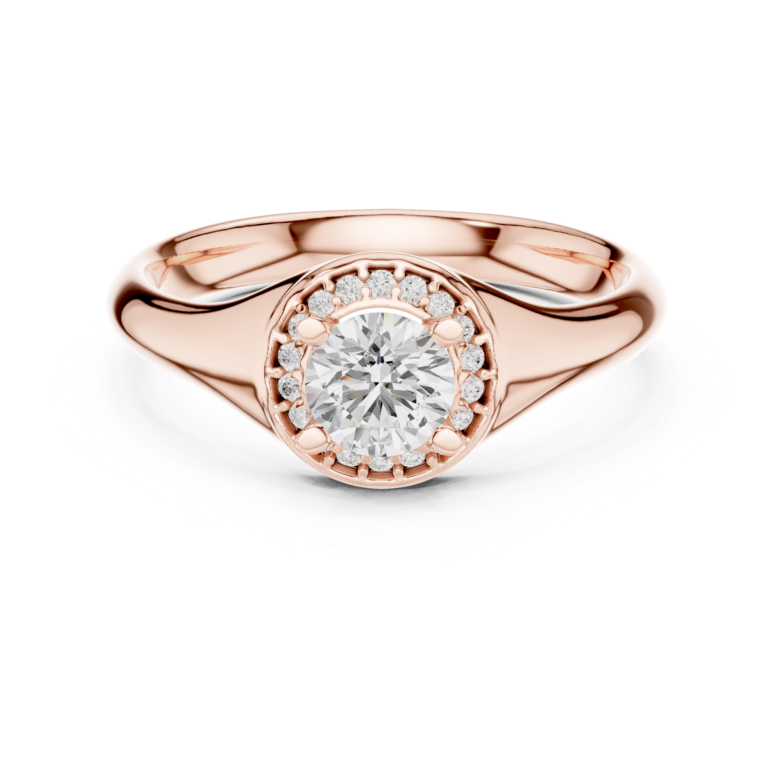 Classic Round Halo Engagement Ring – Minimal Bezel-Inspired Diamond Ring