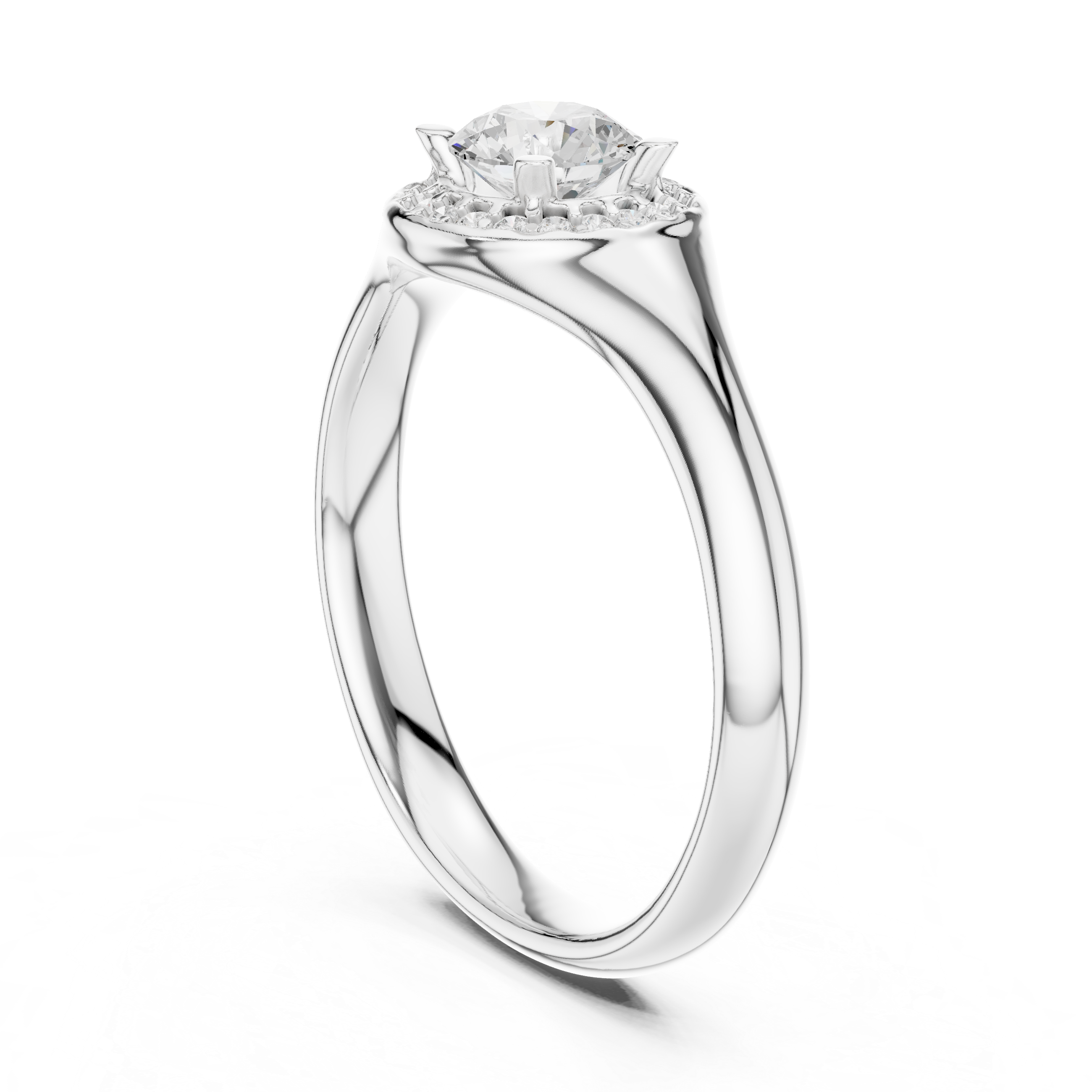 Classic Round Halo Engagement Ring – Minimal Bezel-Inspired Diamond Ring