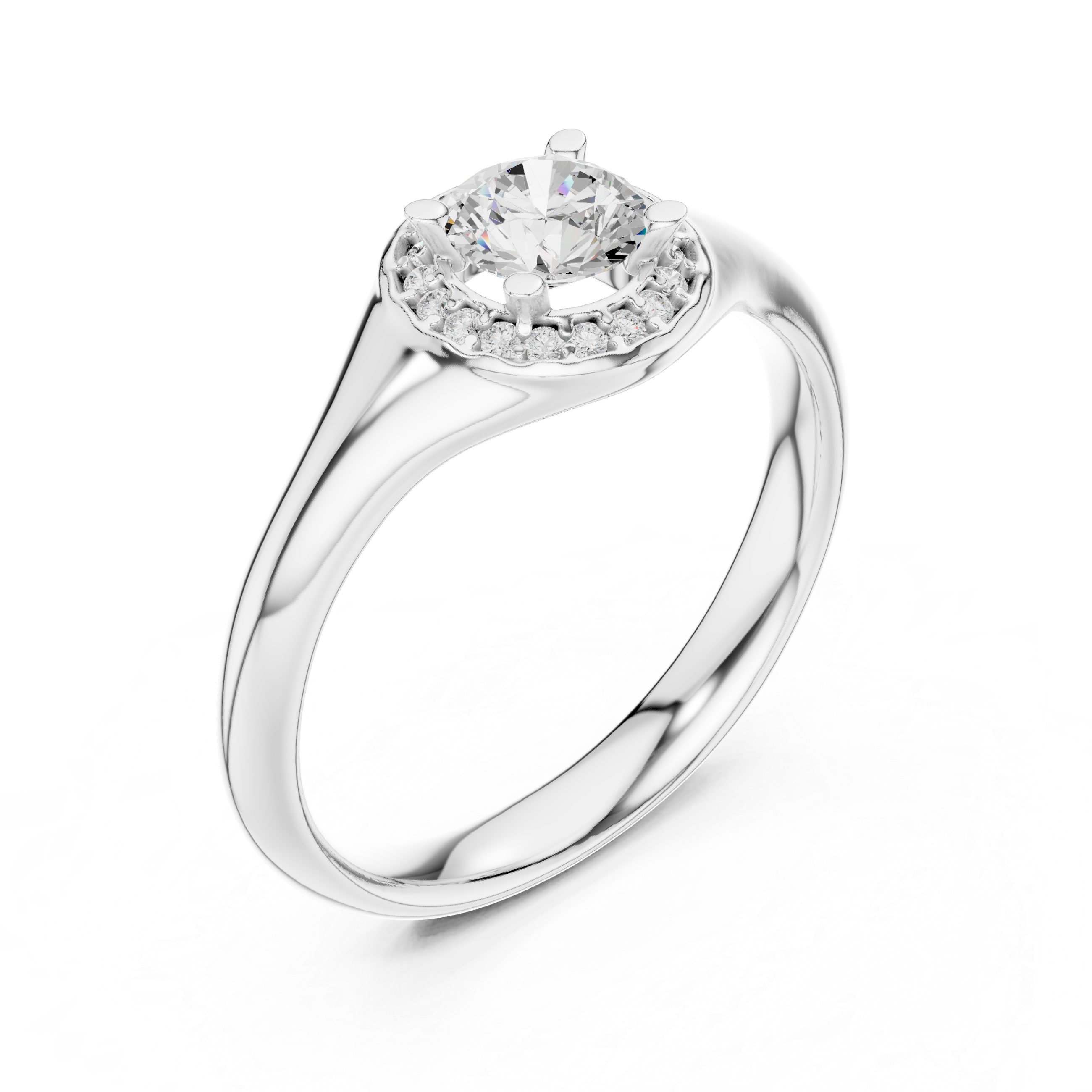 Classic Round Halo Engagement Ring – Minimal Bezel-Inspired Diamond Ring