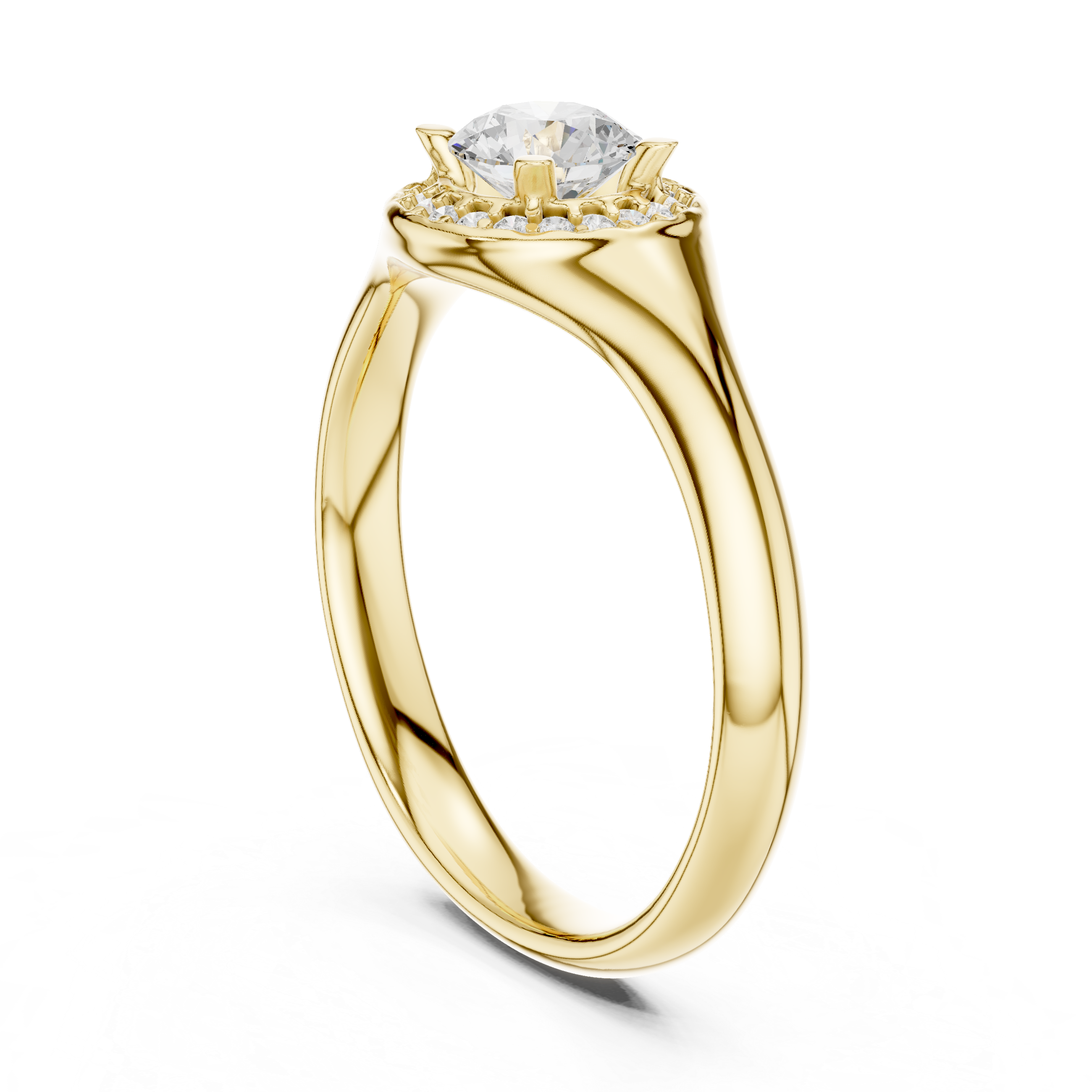 Classic Round Halo Engagement Ring – Minimal Bezel-Inspired Diamond Ring
