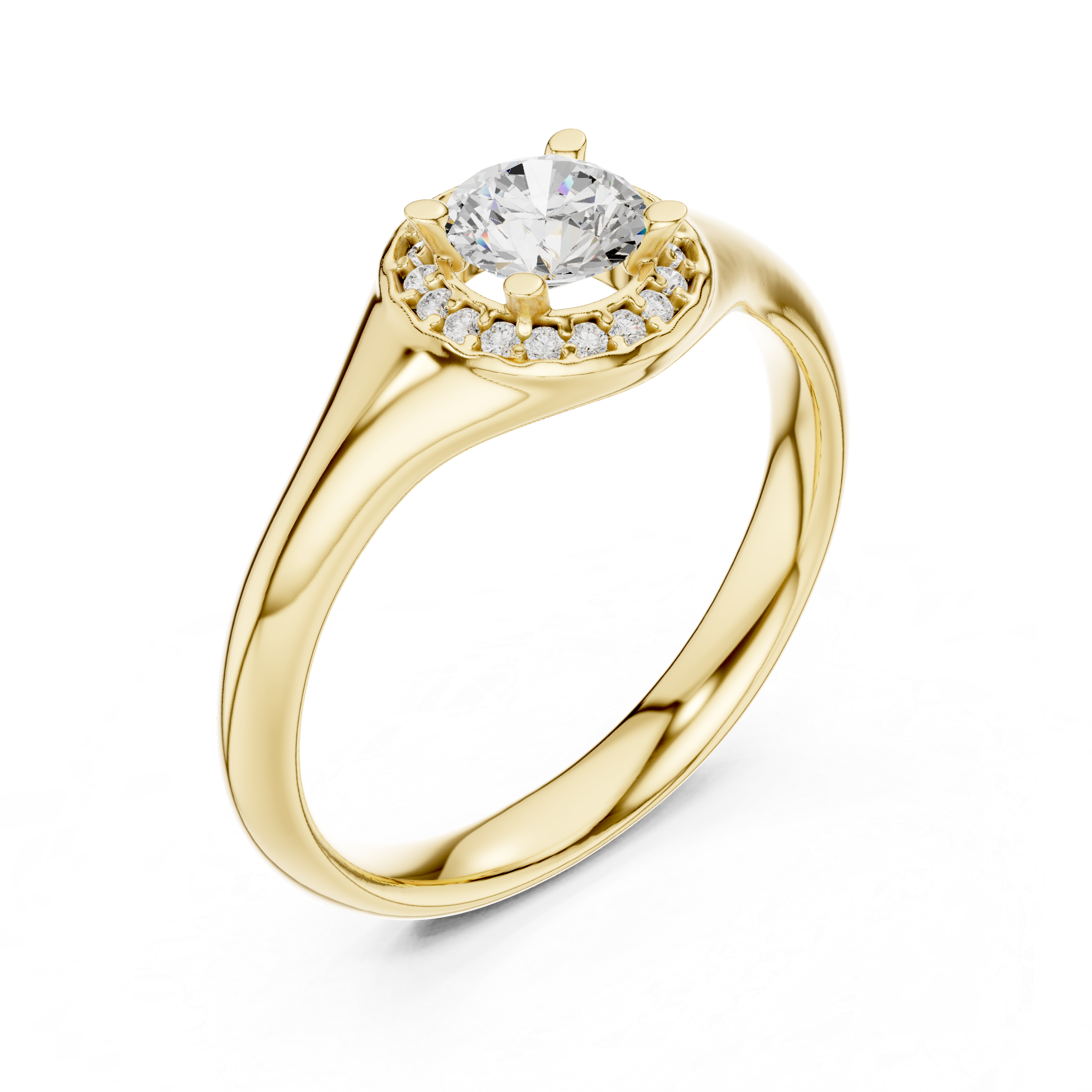 Classic Round Halo Engagement Ring – Minimal Bezel-Inspired Diamond Ring