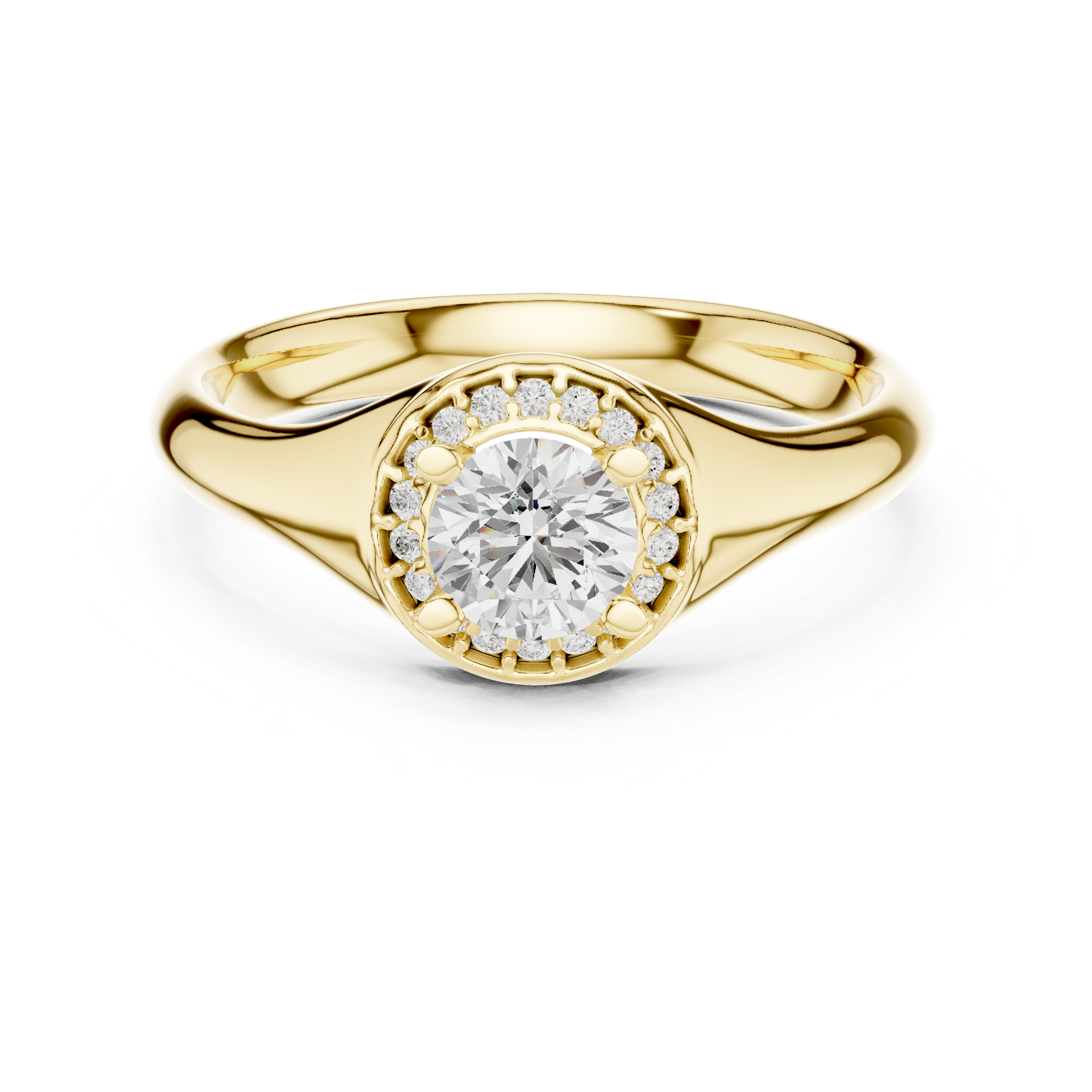 Classic Round Halo Engagement Ring – Minimal Bezel-Inspired Diamond Ring