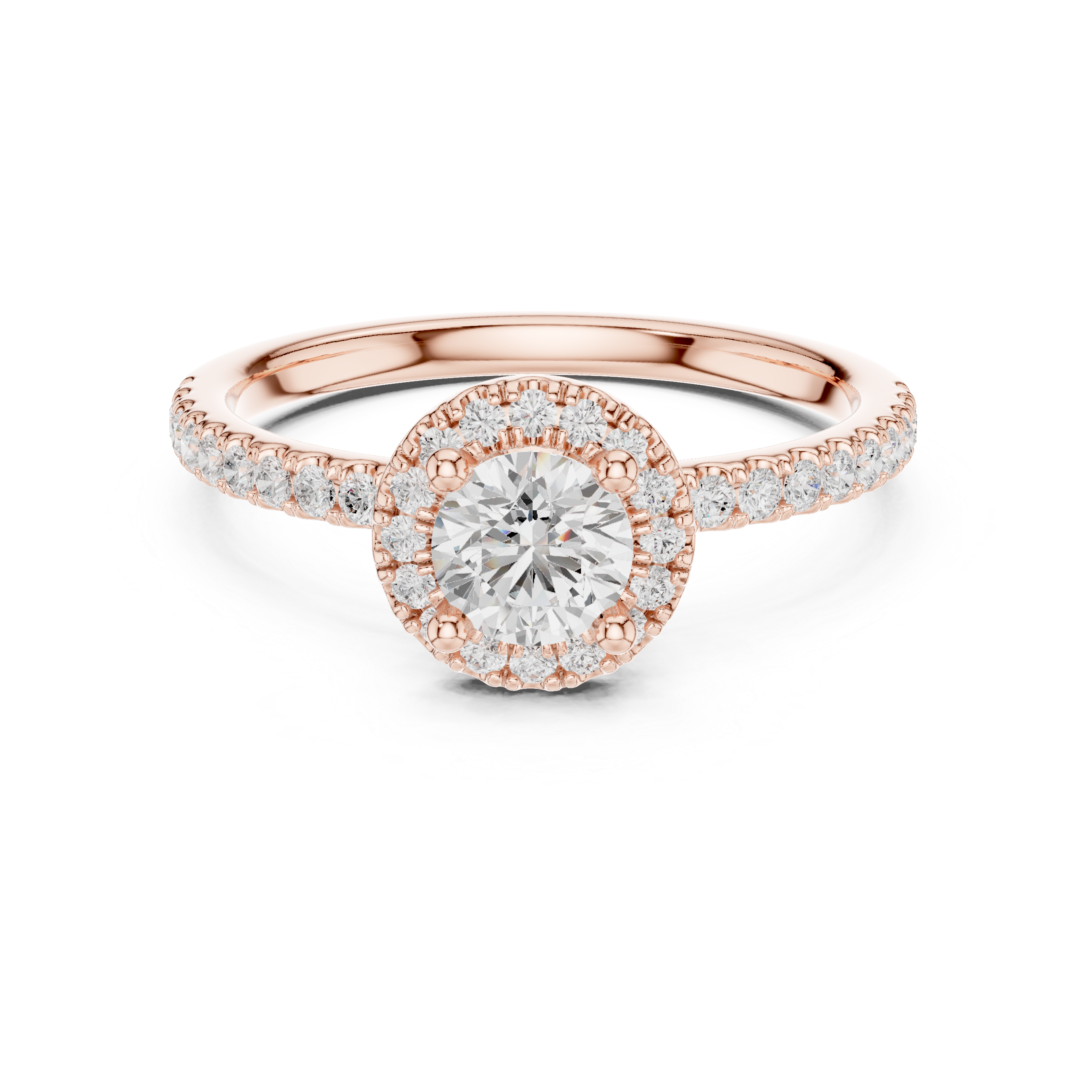 Classic Halo Diamond Engagement Ring – Round Cut Pavé Bridal Ring